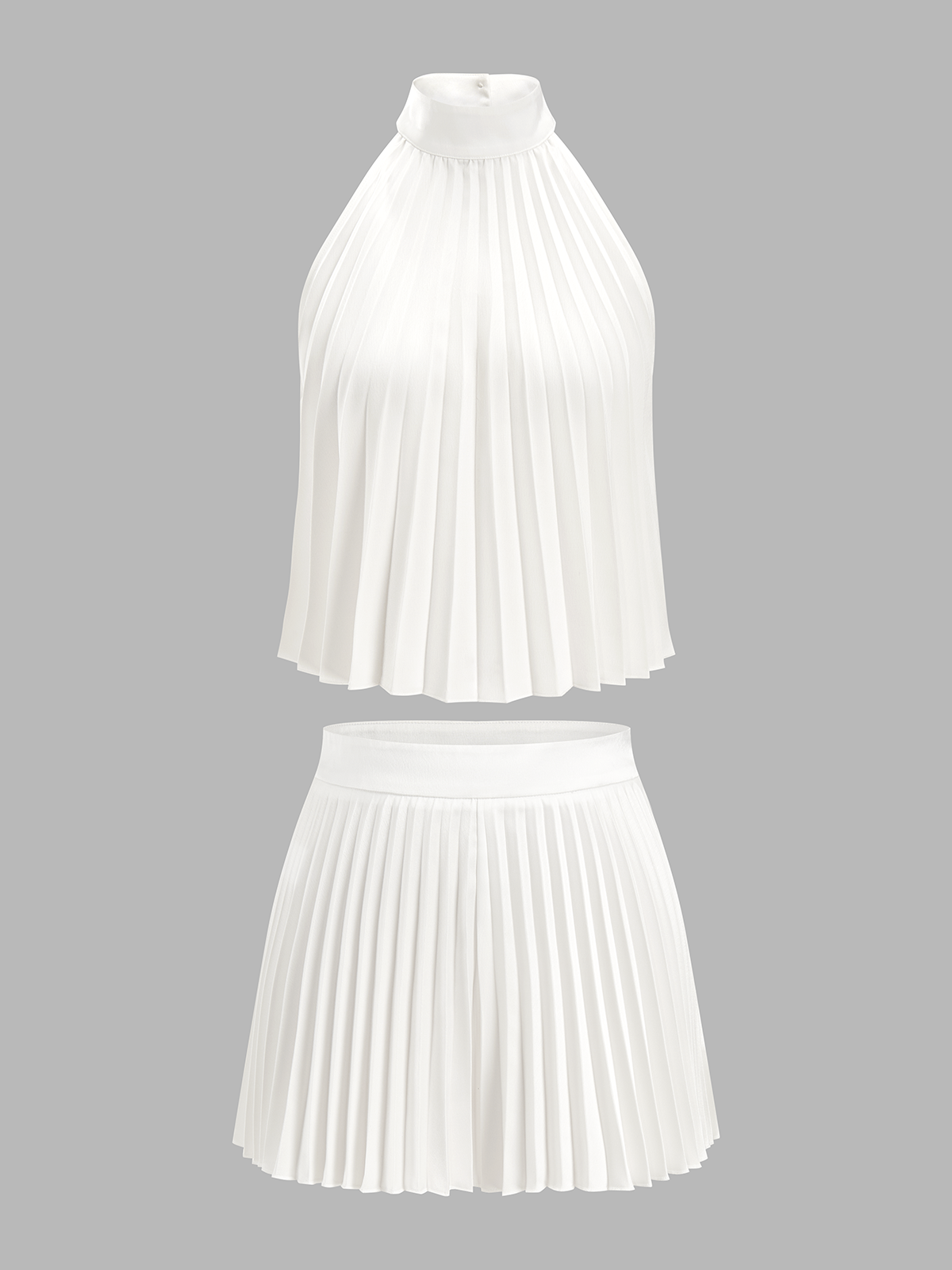Pleated Halter Top & Shorts Set