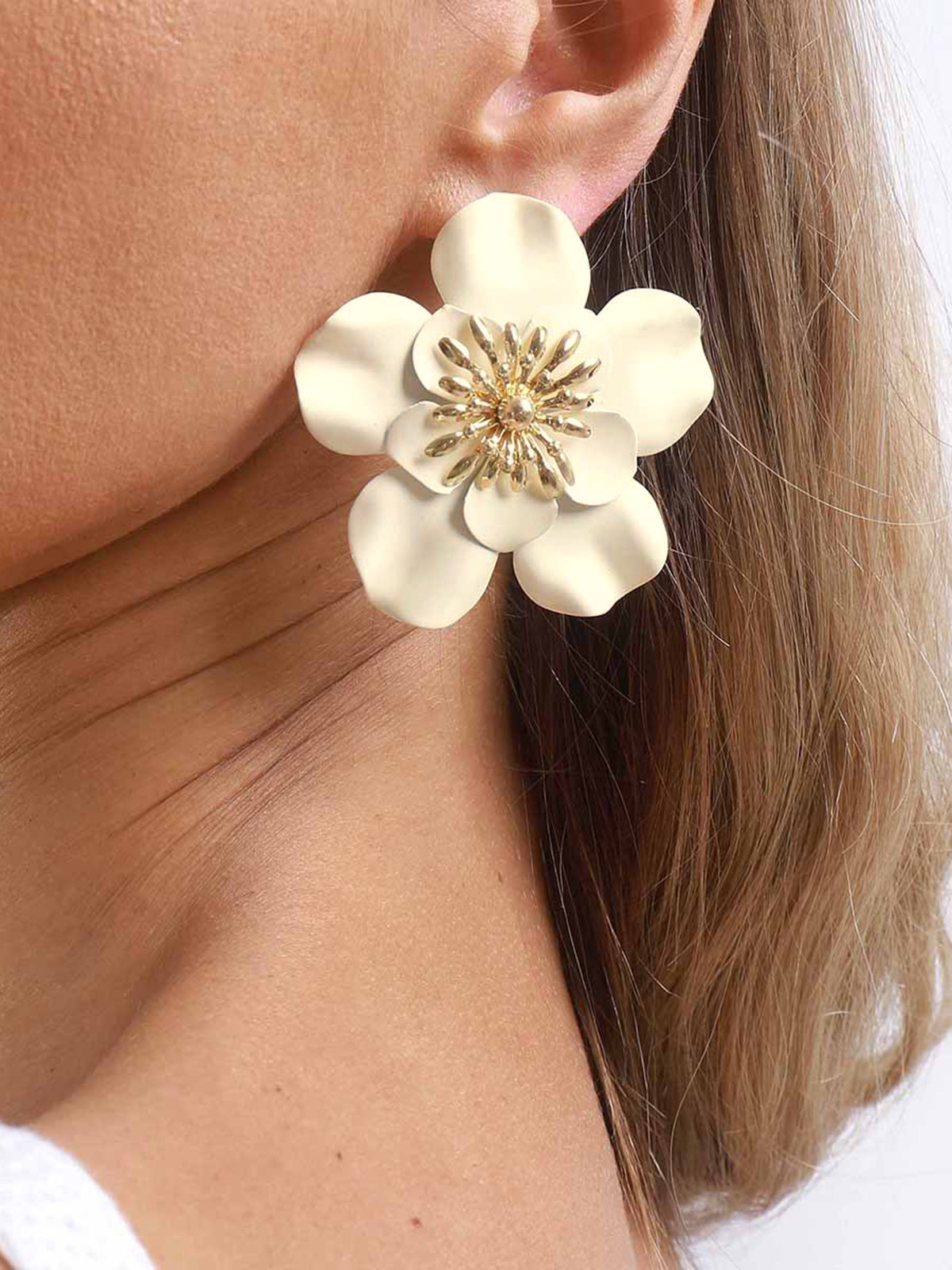 Large Flower Statement Drop Earrings