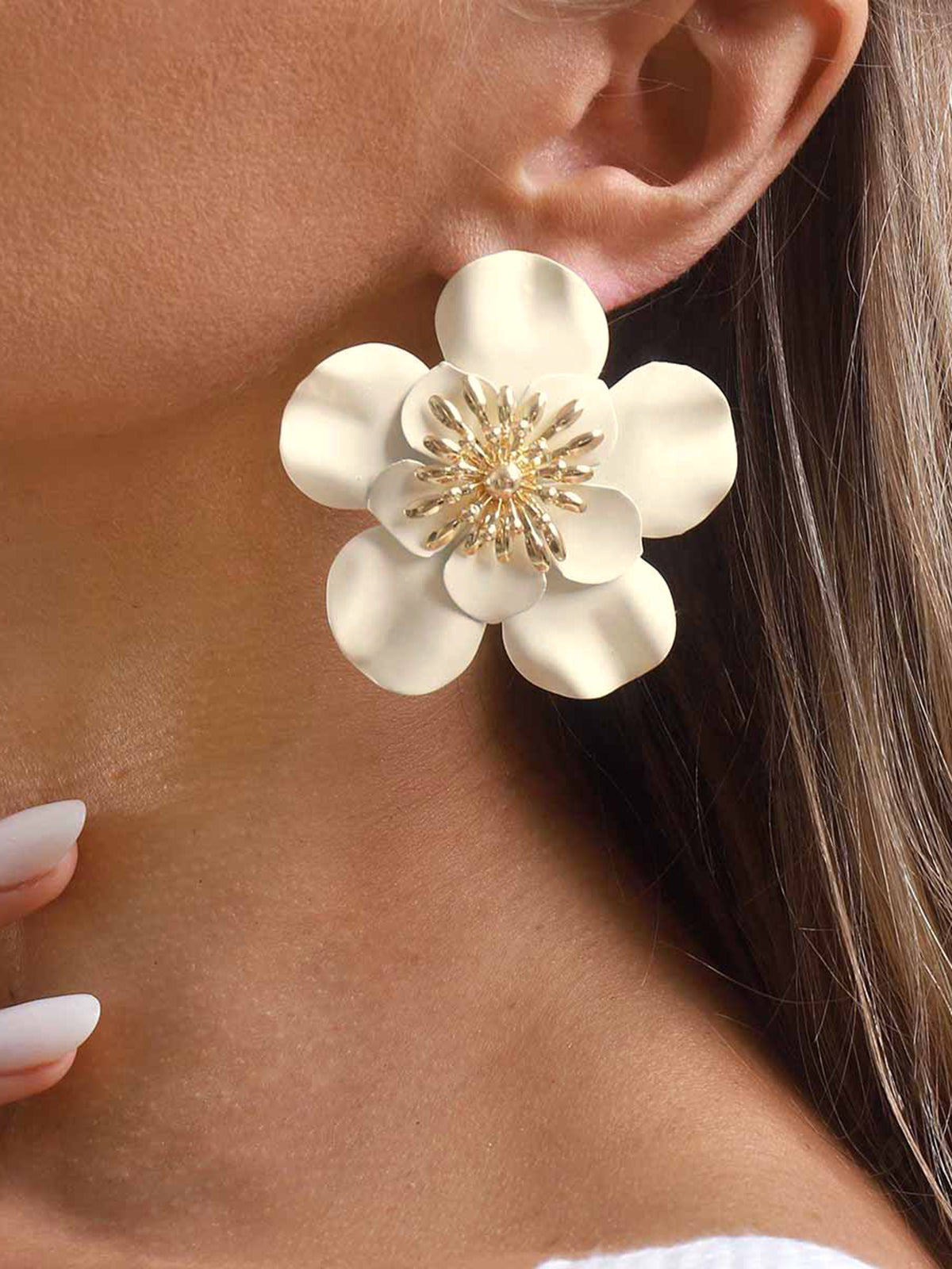 Large Flower Statement Drop Earrings