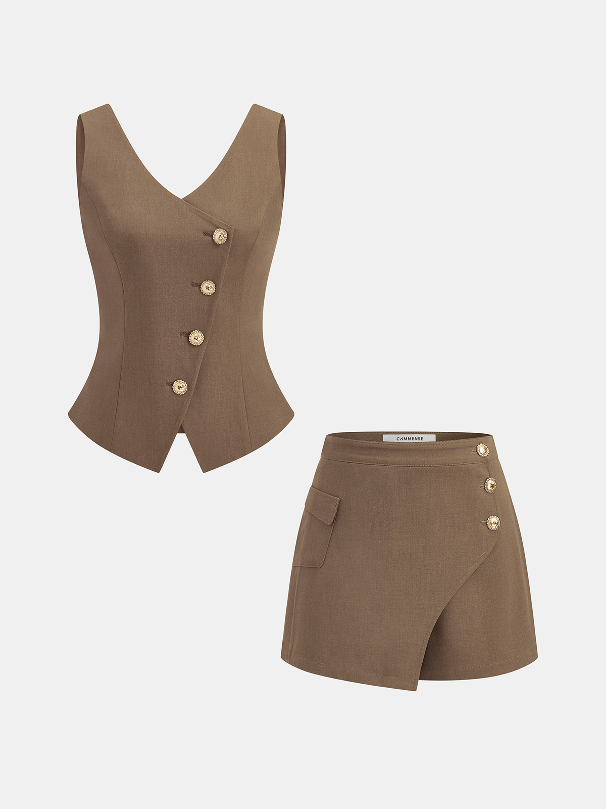 Asymmetrical Tailored Vest & Skort Set