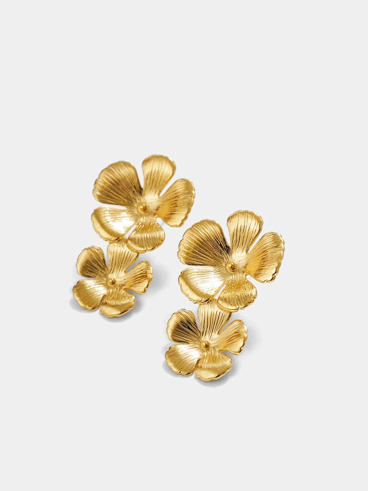 Double Flower Statement Drop Earrings