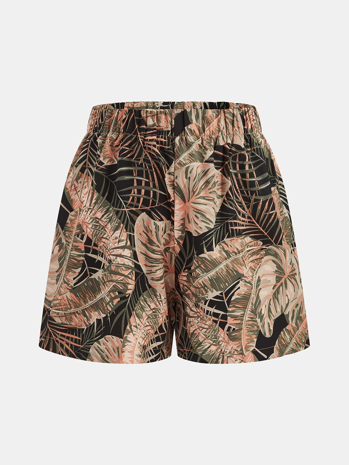 Tropical Leaf Print Halter Crop Top & Shorts Set