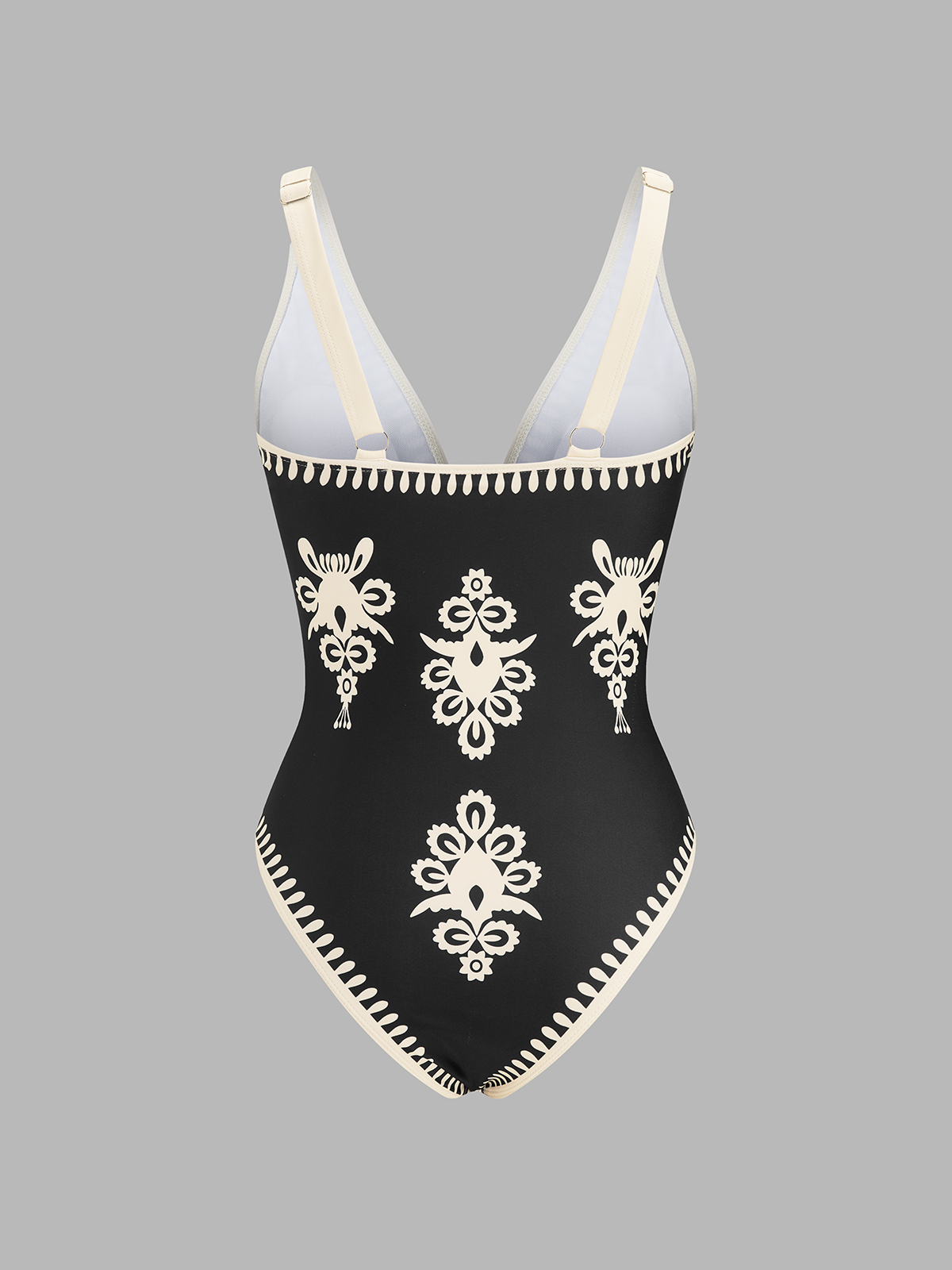 Ethnic Print One Piece Swimsuit & Sarong Set