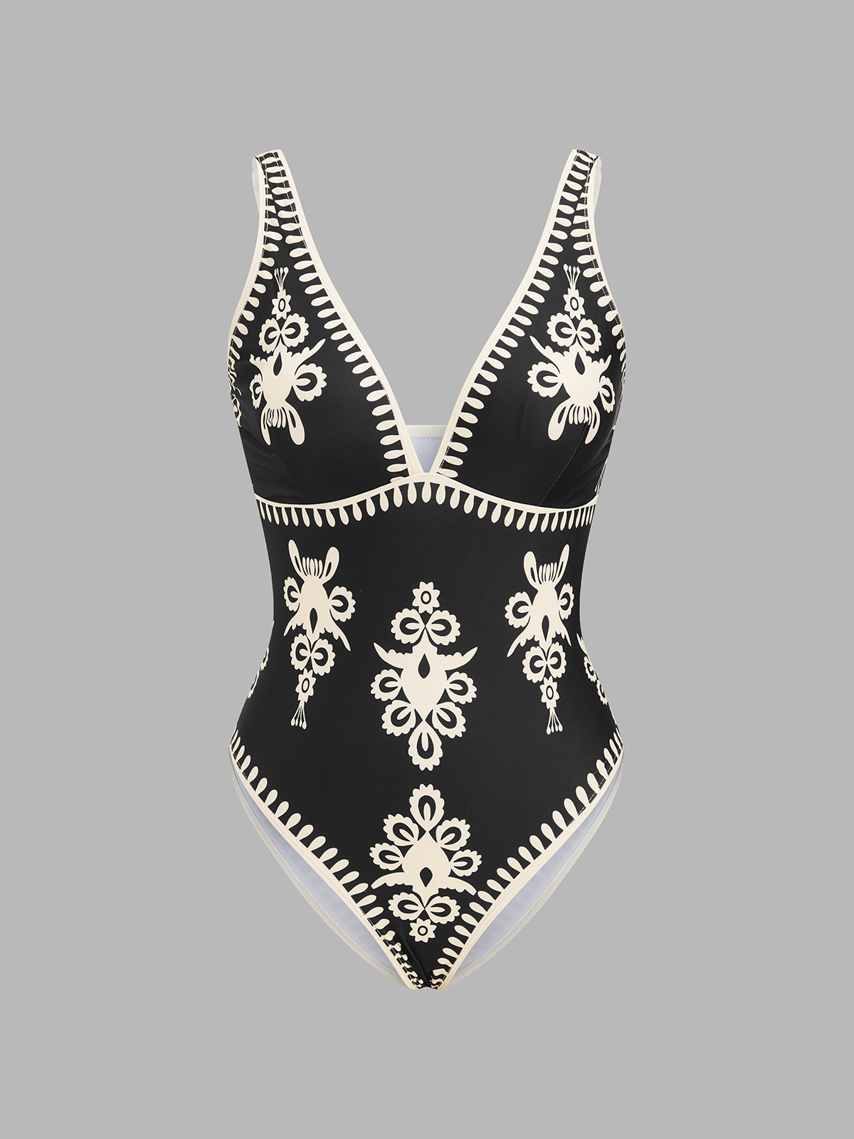 Ethnic Print One Piece Swimsuit & Sarong Set
