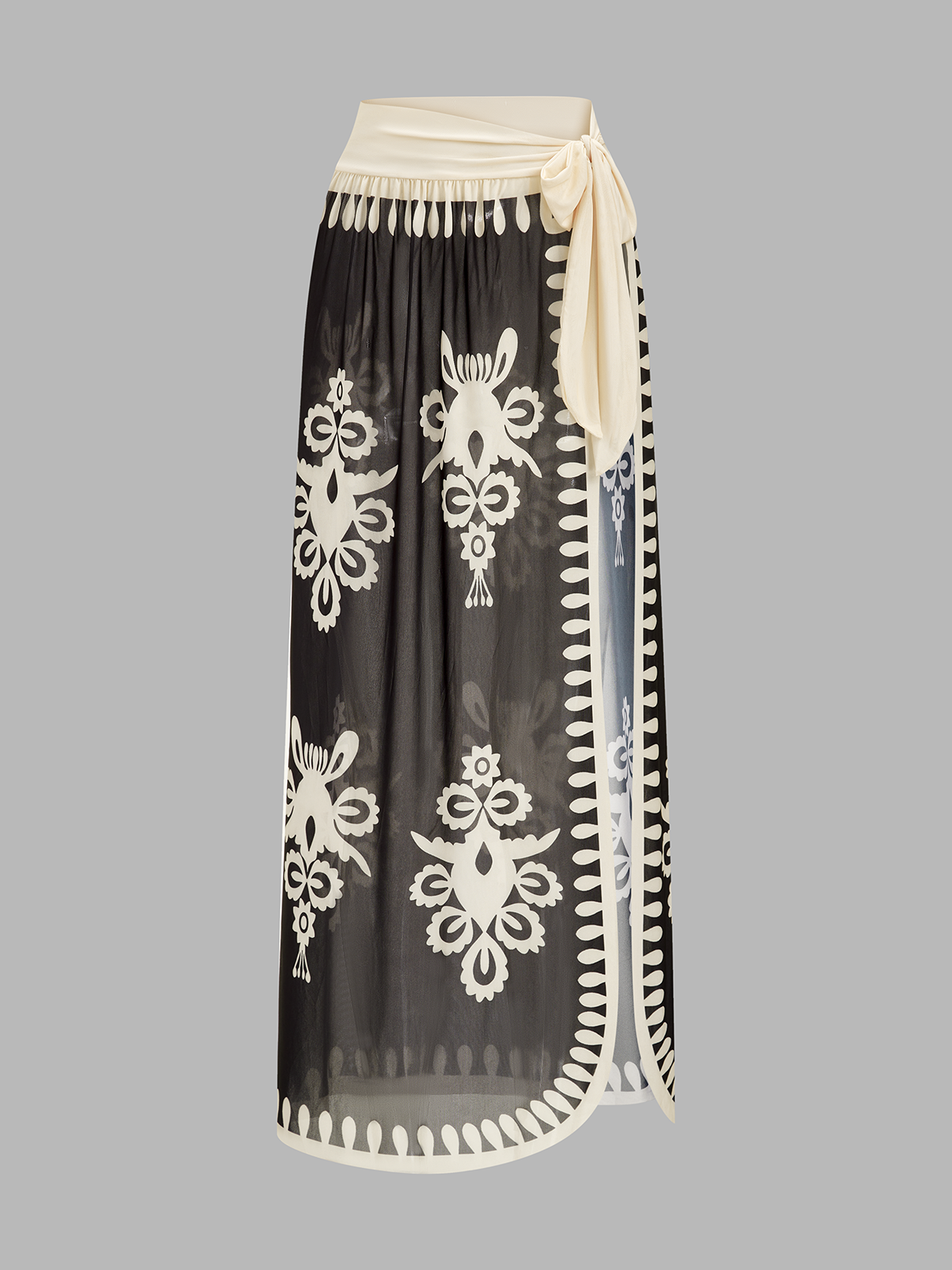 Ethnic Print One Piece Swimsuit & Sarong Set