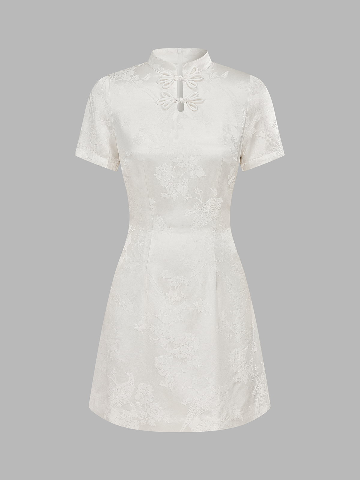 Floral Jacquard Cheongsam Mini Dress