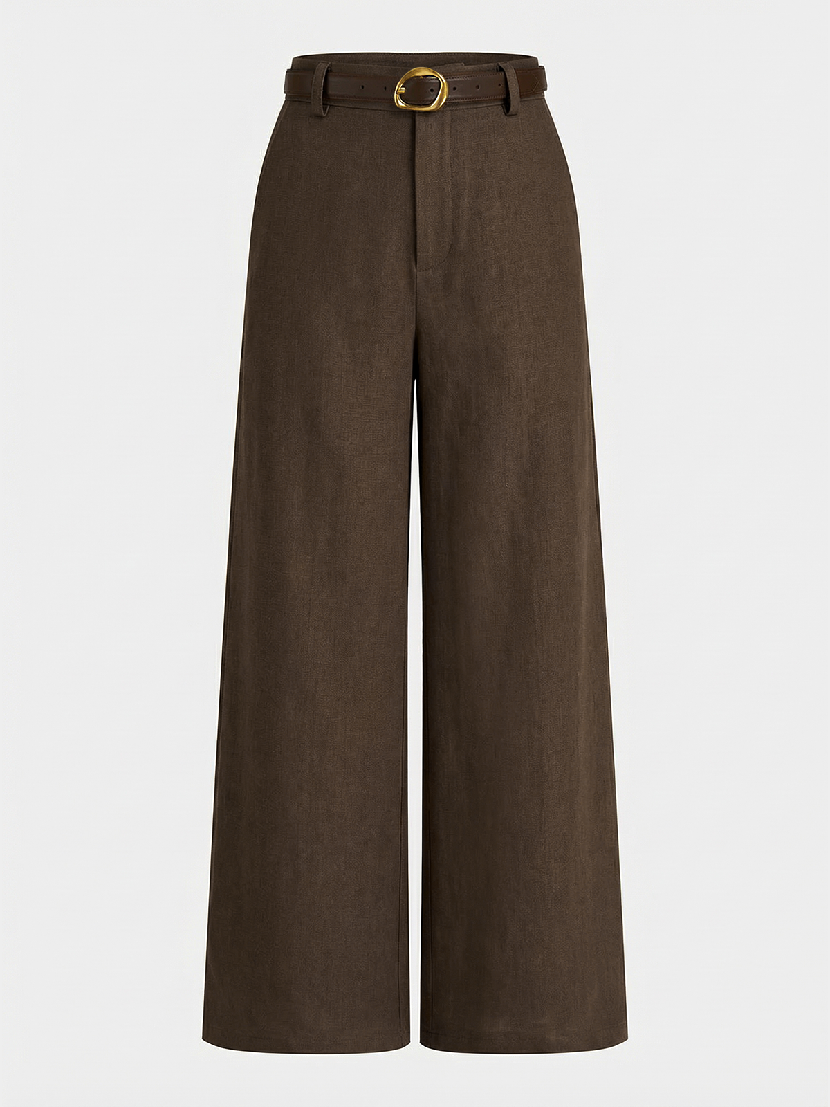 Pantalon large en lin mélangé ceinturé
