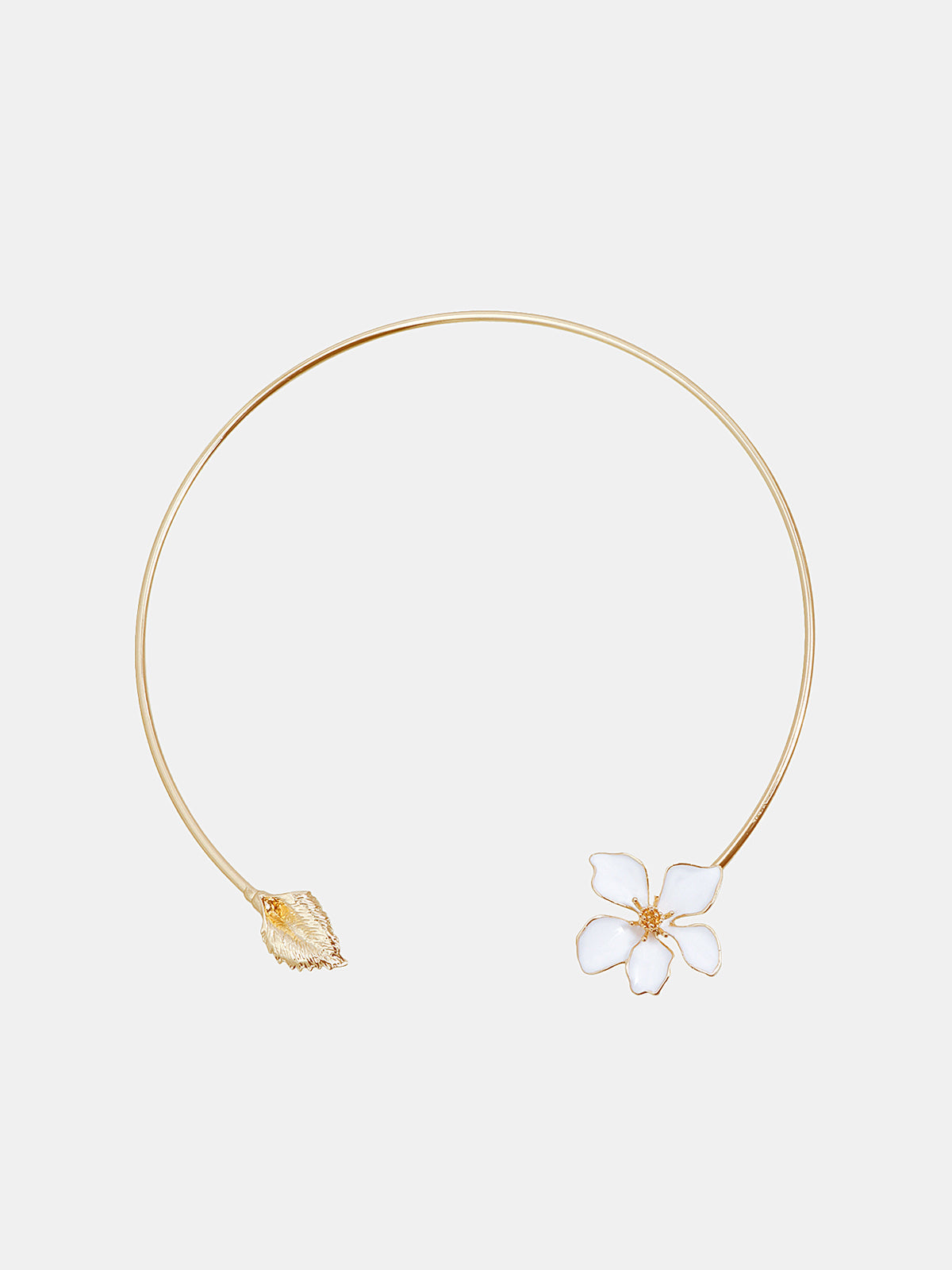 Enamel Flower Leaf Open Choker Necklace