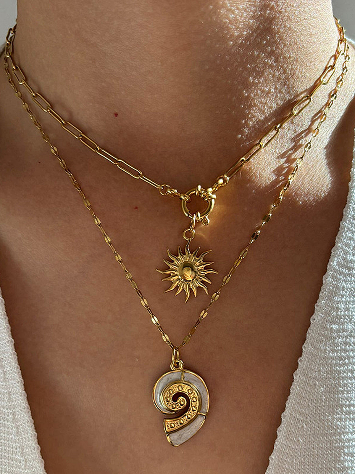 2 Pcs Sun Spiral Pendant Necklace