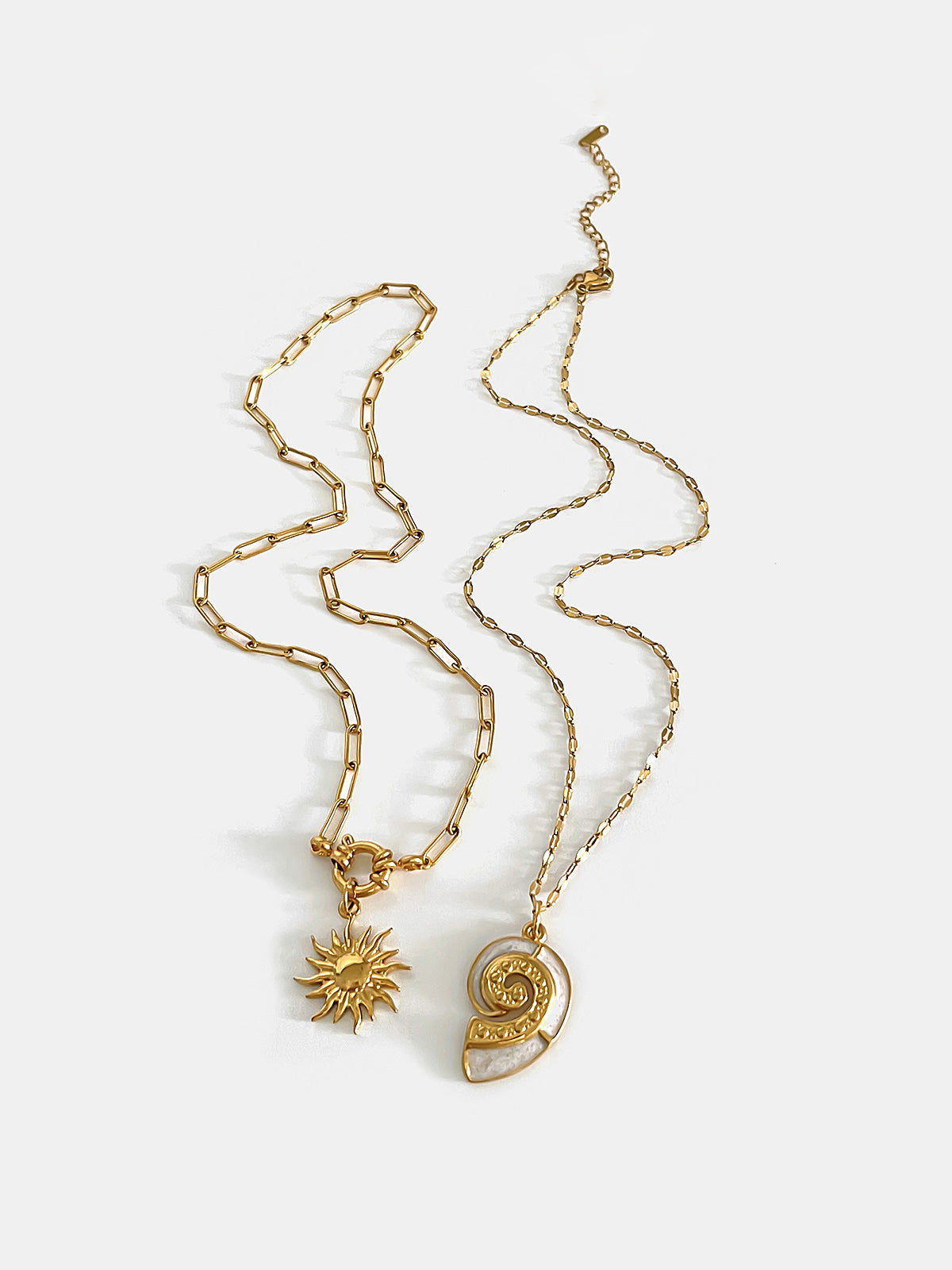 2 Pcs Sun Spiral Pendant Necklace