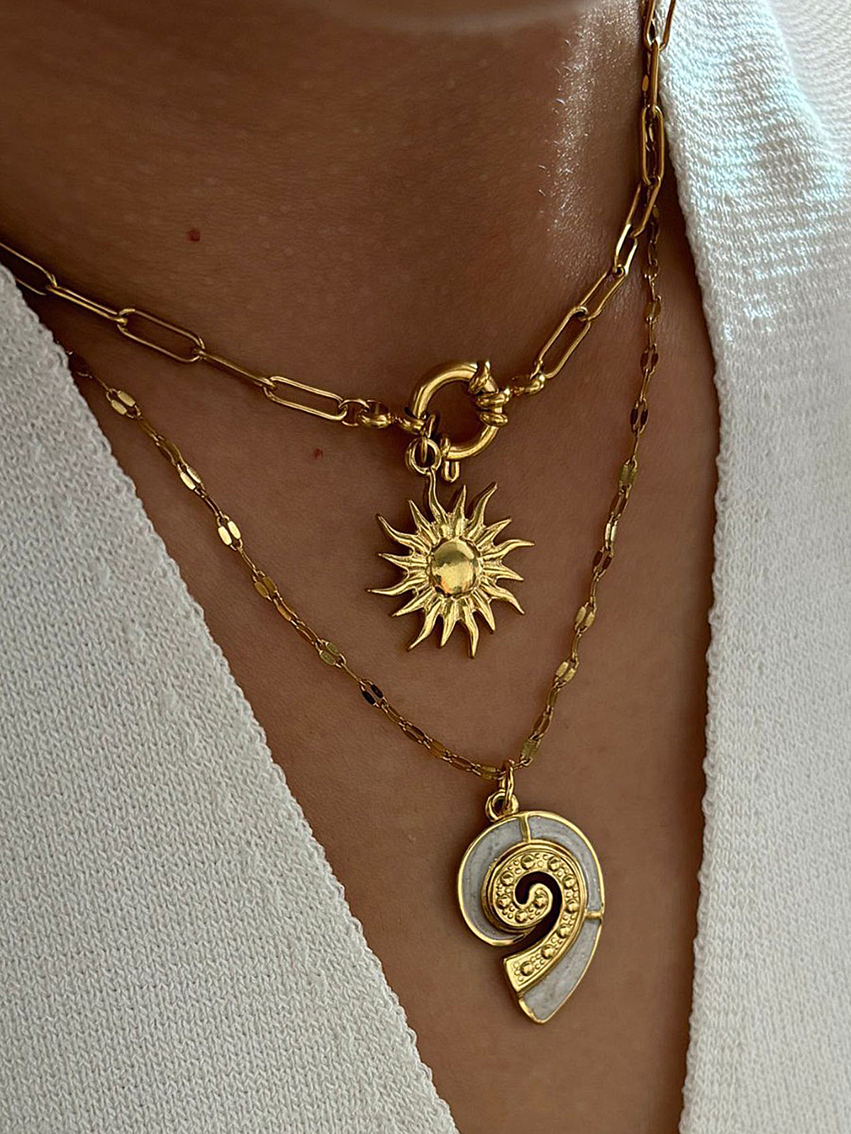 2 Pcs Sun Spiral Pendant Necklace
