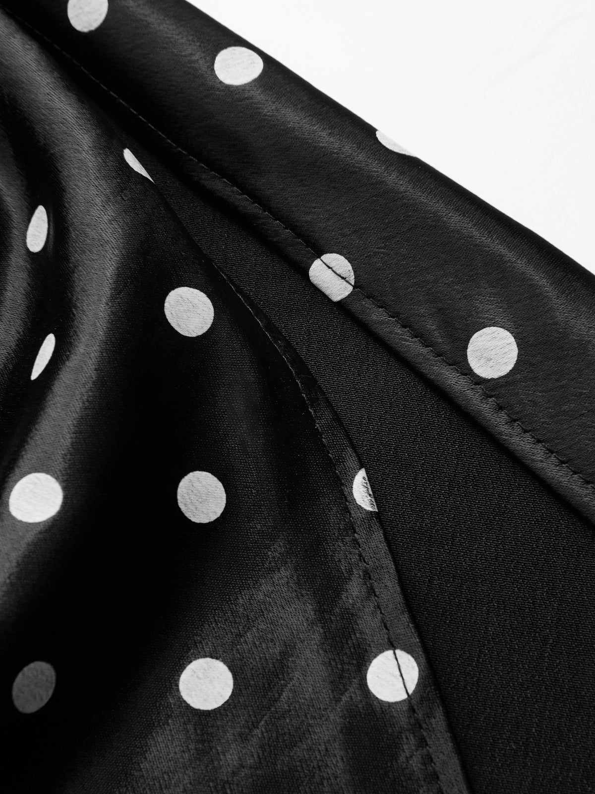Polka Dot Satin High Waist Midi Skirt