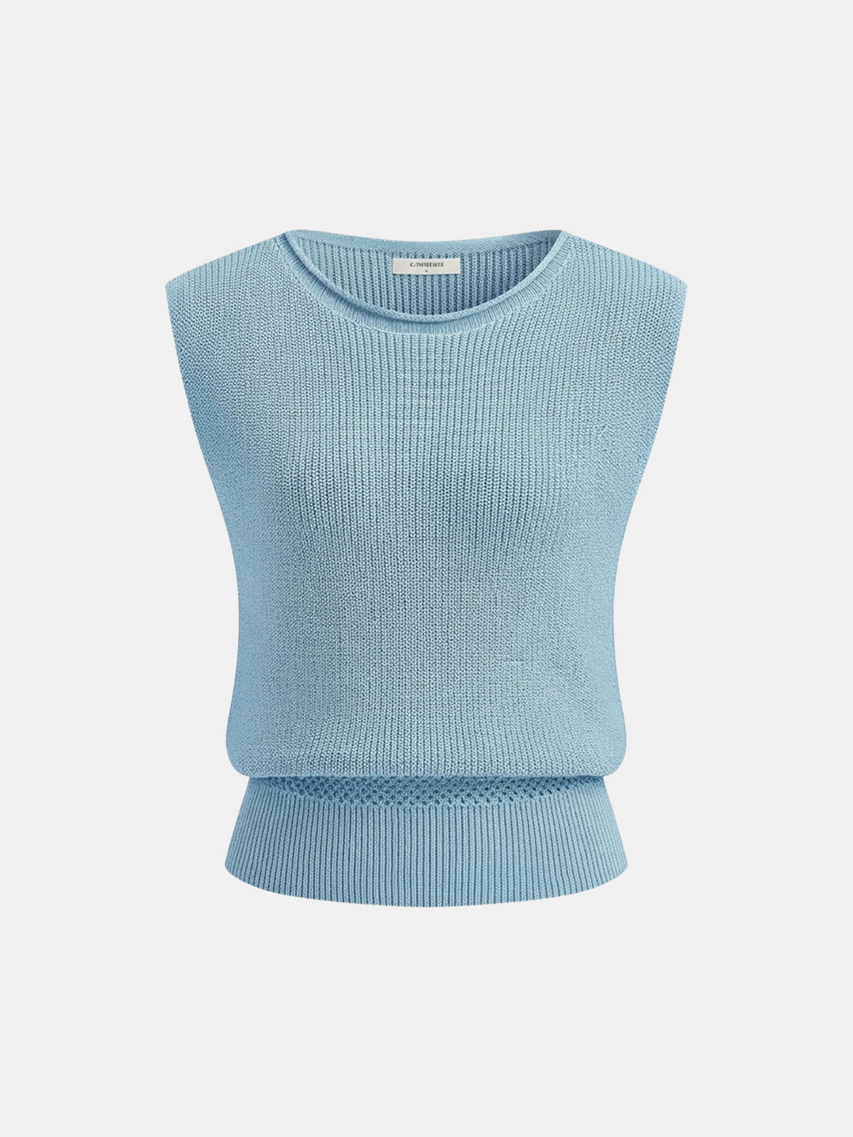 Ärmelloses Stricktop mit gebauschtem Bund