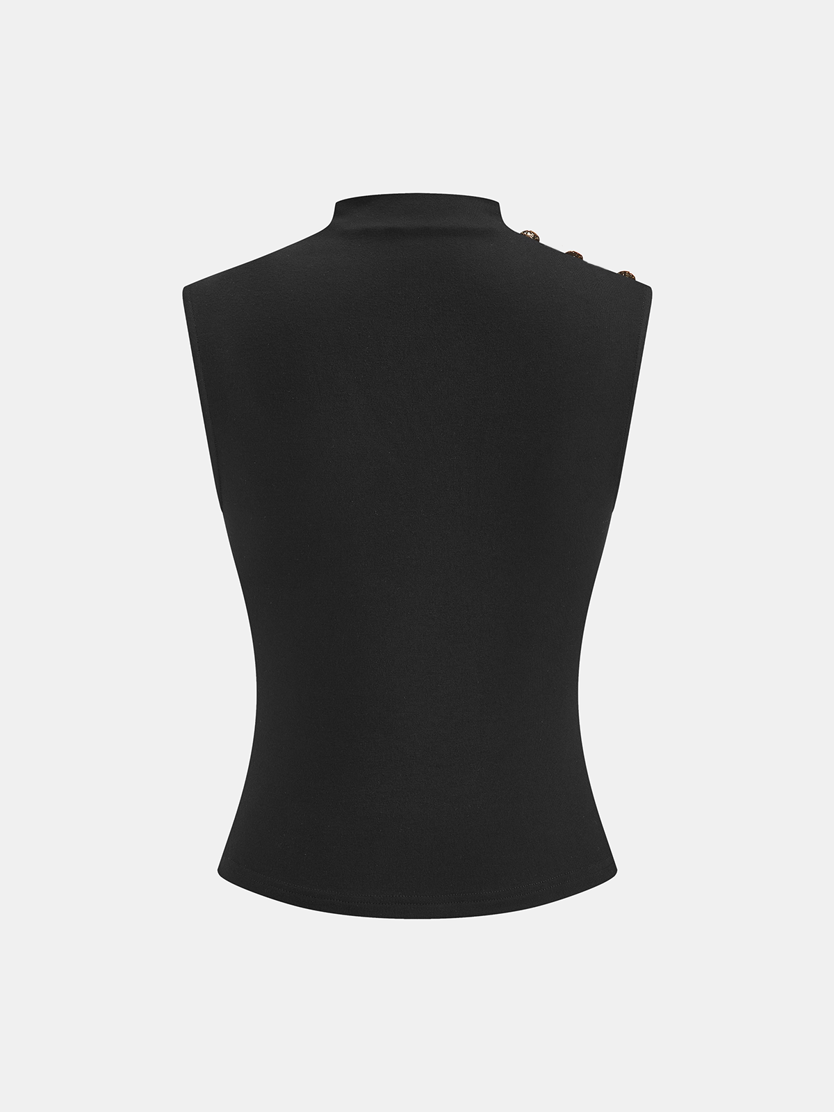 Ruched Mock Neck Sleeveless Top