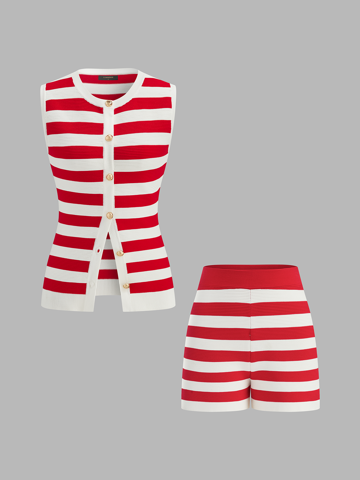 Ensemble débardeur en maille rayée et short