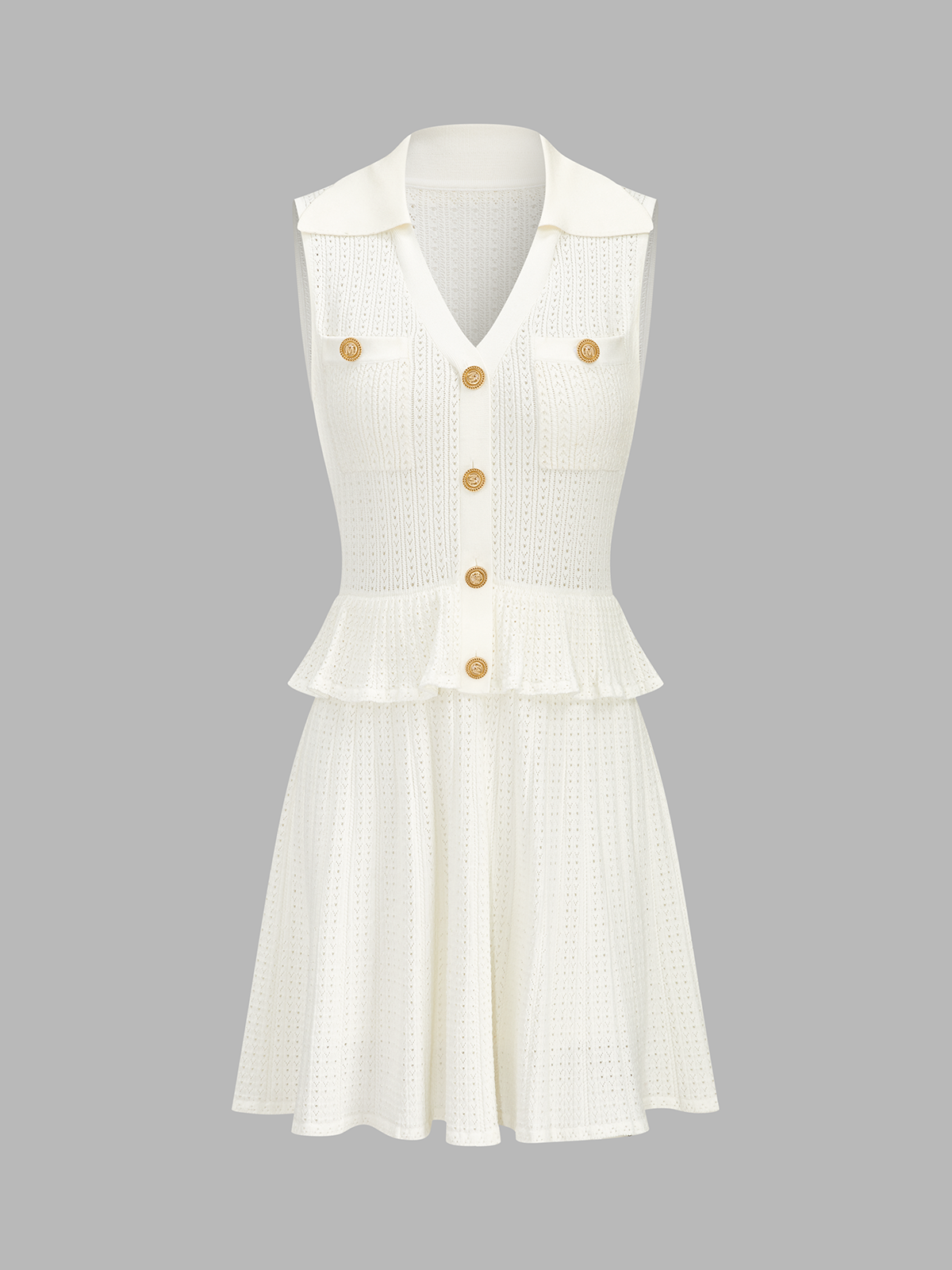 Eyelet Knit Peplum Top & Mini Skirt Set