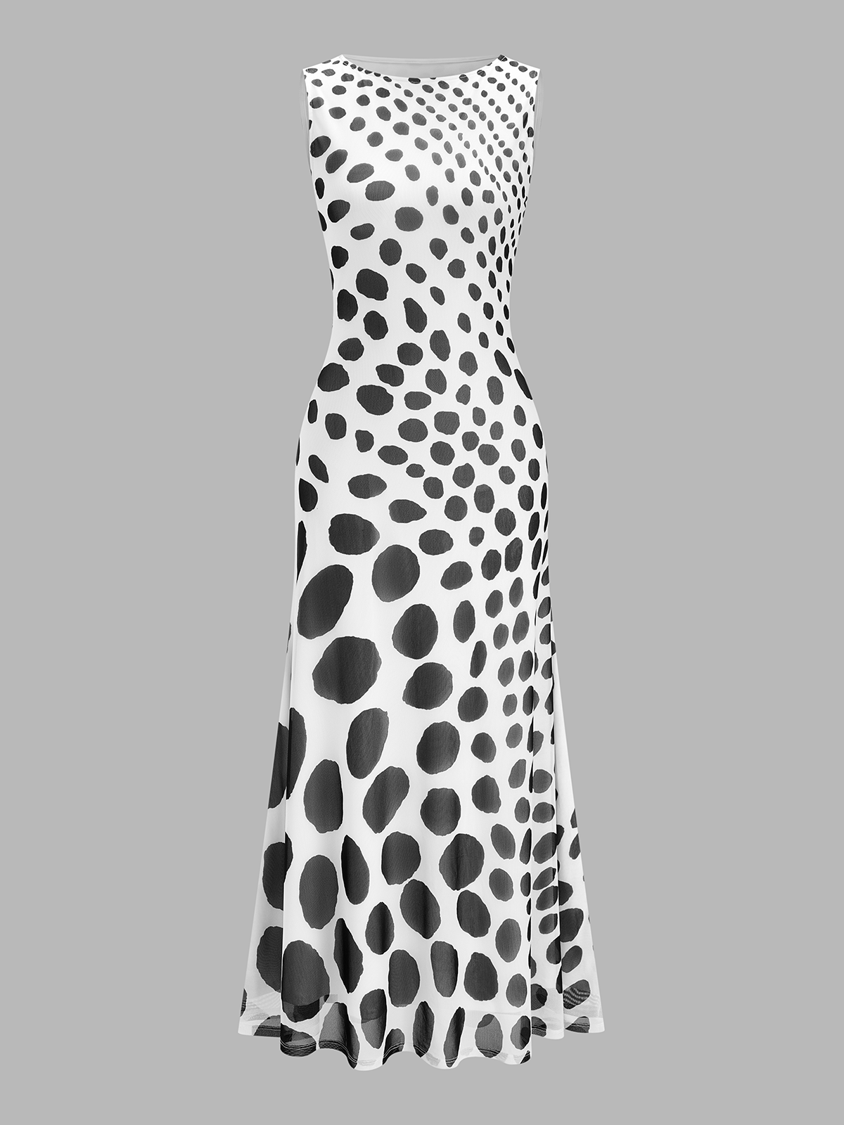 High Stretch Polka Dot Mesh Maxi Dress