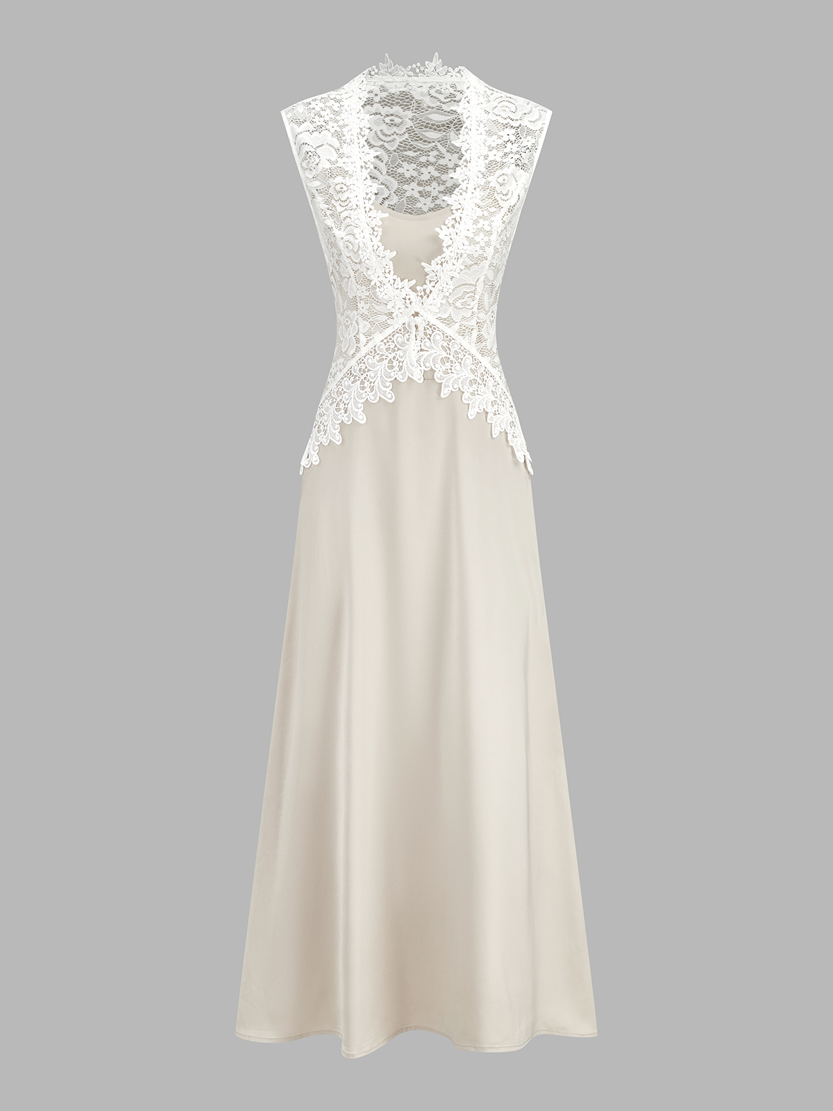 Zweiteiliges Set: Satin-Cami-Kleid & Spitzenweste