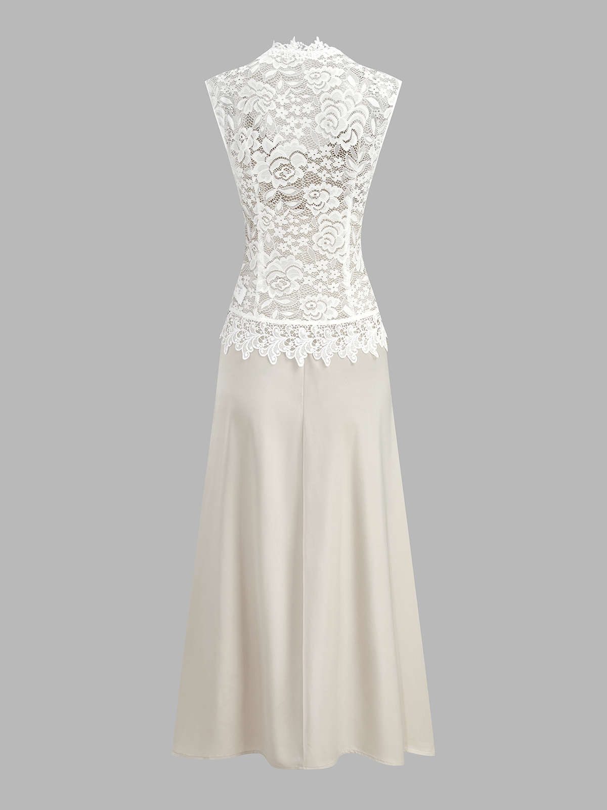 Zweiteiliges Set: Satin-Cami-Kleid & Spitzenweste