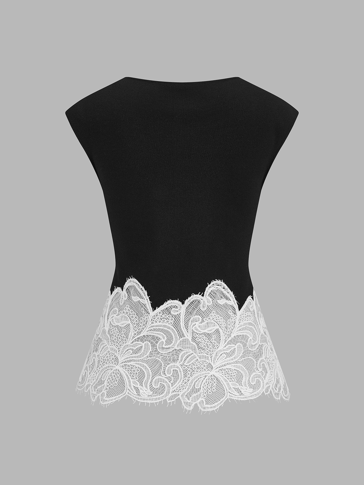 Lace Hem Knit Sleeveless Top