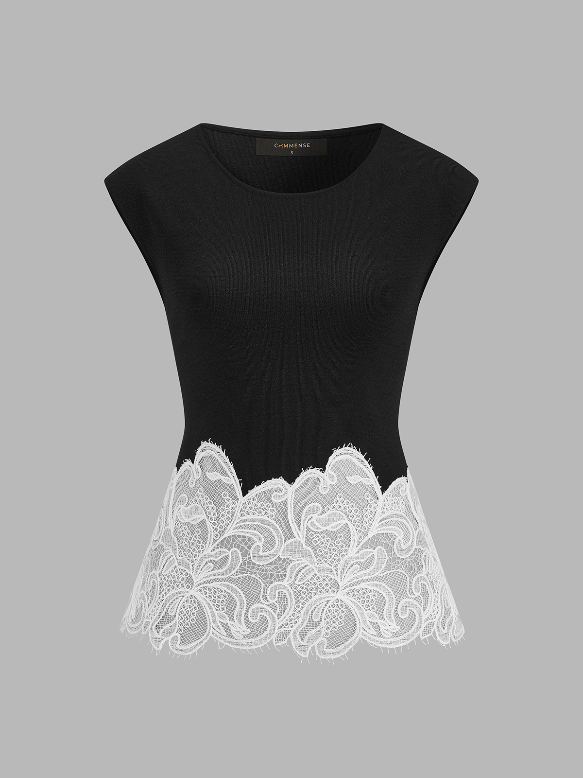 Lace Hem Knit Sleeveless Top