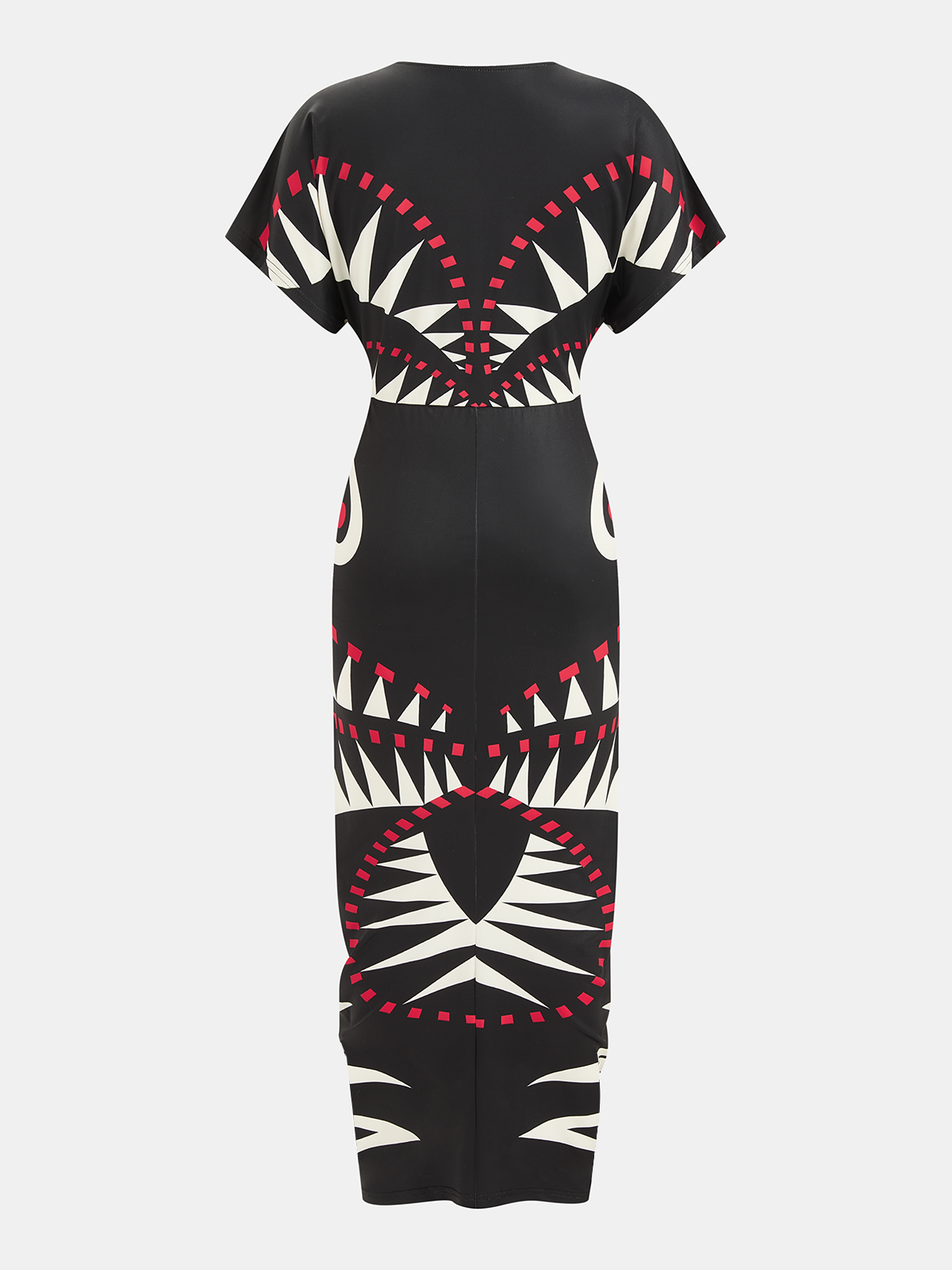 Robe midi à imprimé géométrique et décolleté en V profond
