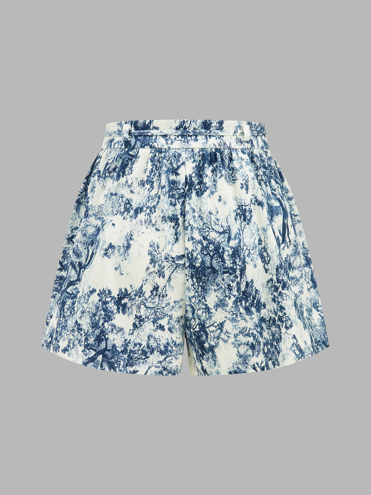 Freizeit-Shorts mit Toile-Druck und Bindegürtel