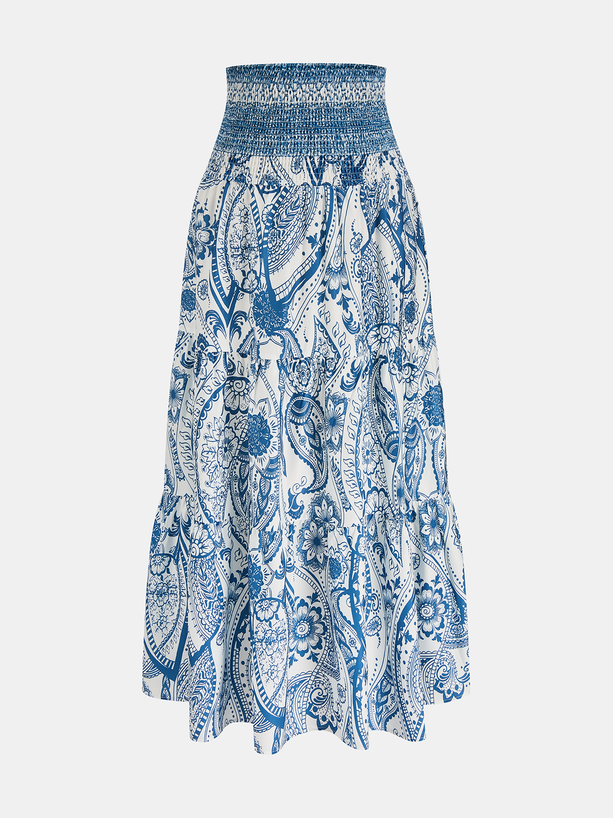 Maxirock mit gesmoktem Bund und Paisley-Muster