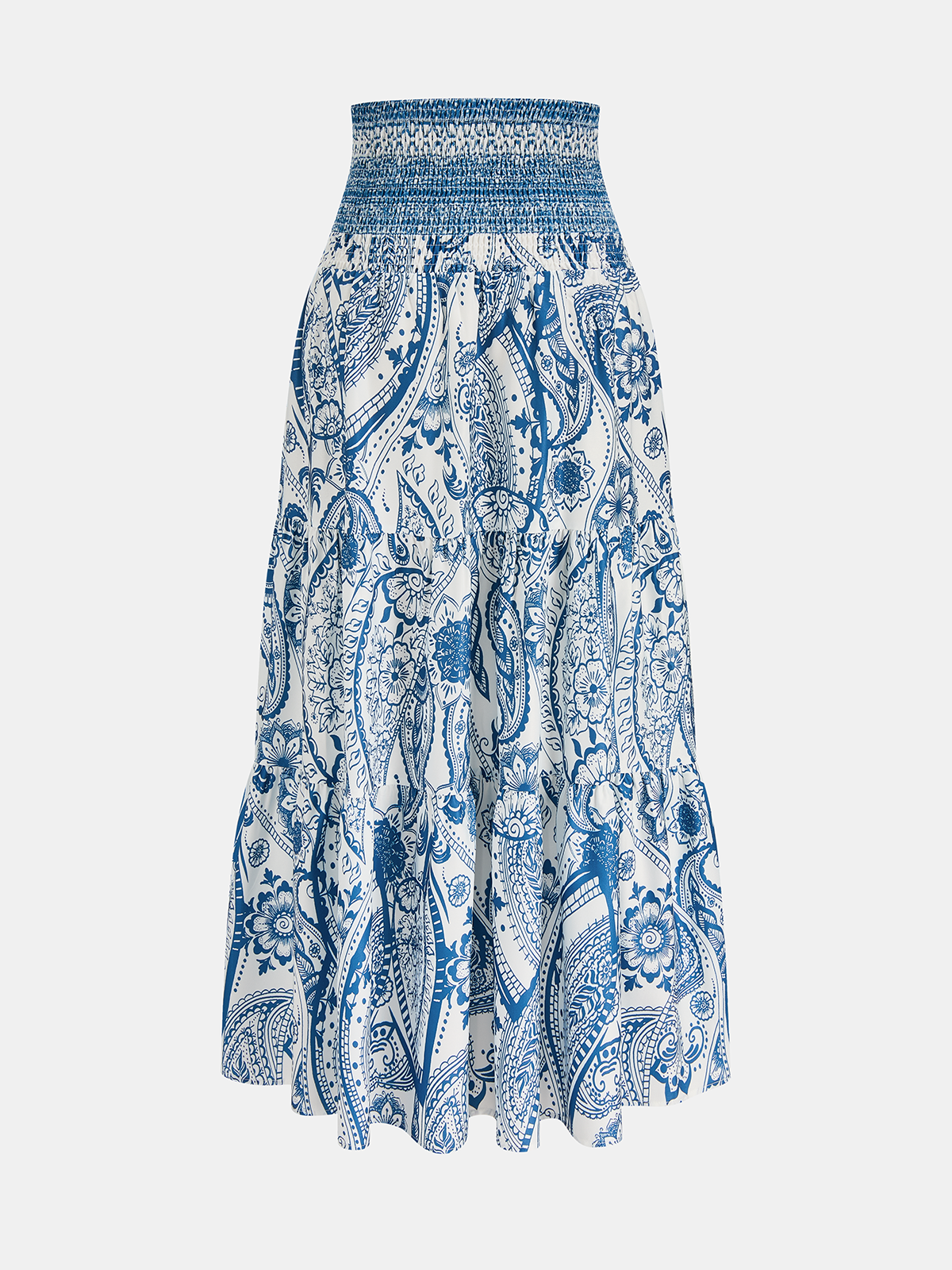 Maxirock mit gesmoktem Bund und Paisley-Muster