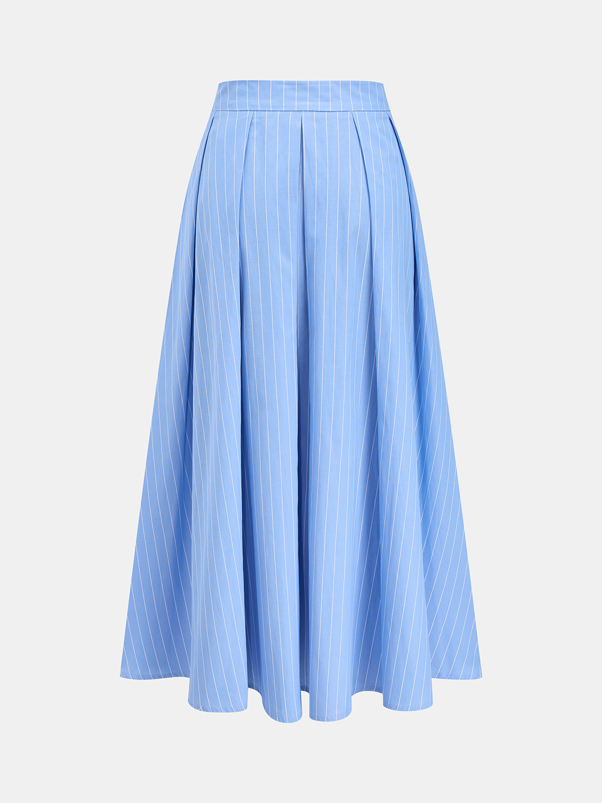 Pinstripe Halter Peplum Top & Pleated Skirt Set