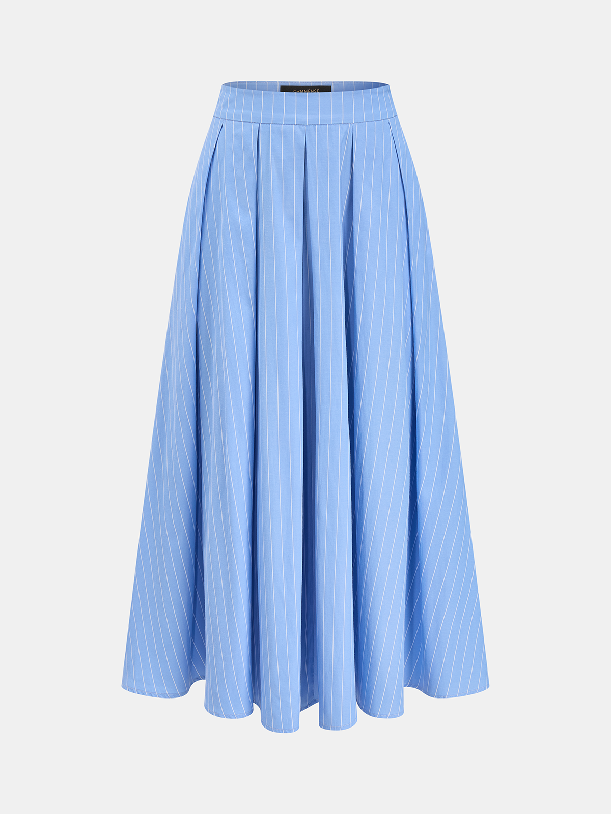 Pinstripe Halter Peplum Top & Pleated Skirt Set