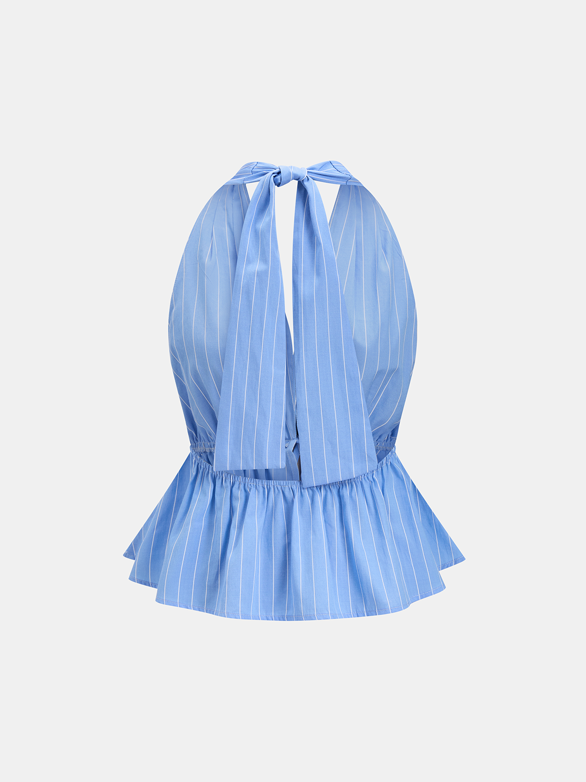 Pinstripe Halter Peplum Top & Pleated Skirt Set