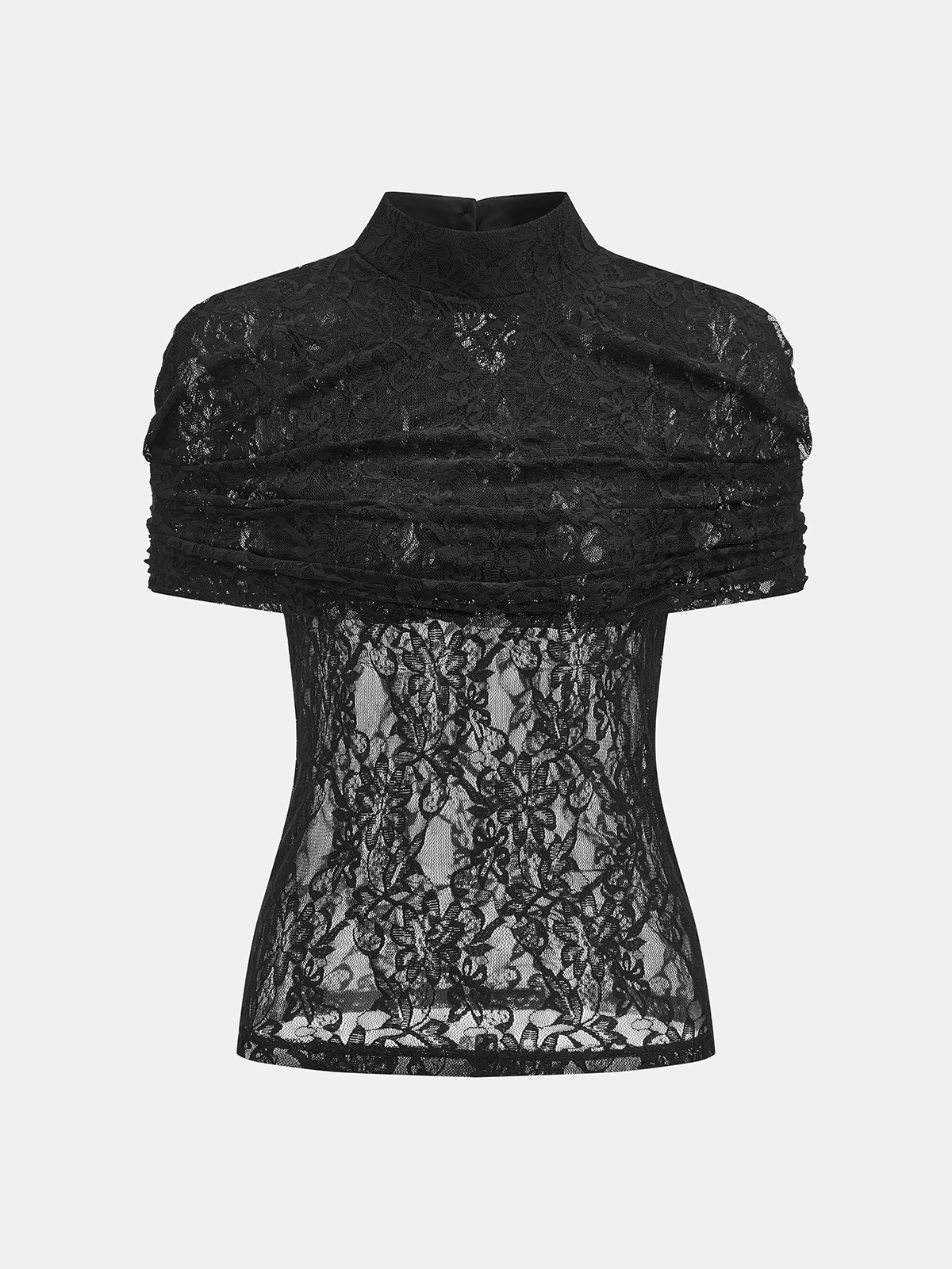 Lace Mock Neck Sheer Top
