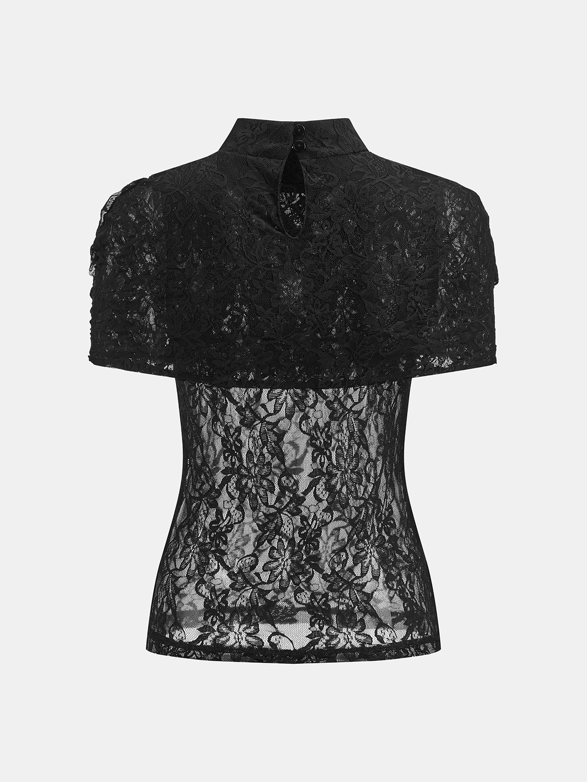 Lace Mock Neck Sheer Top