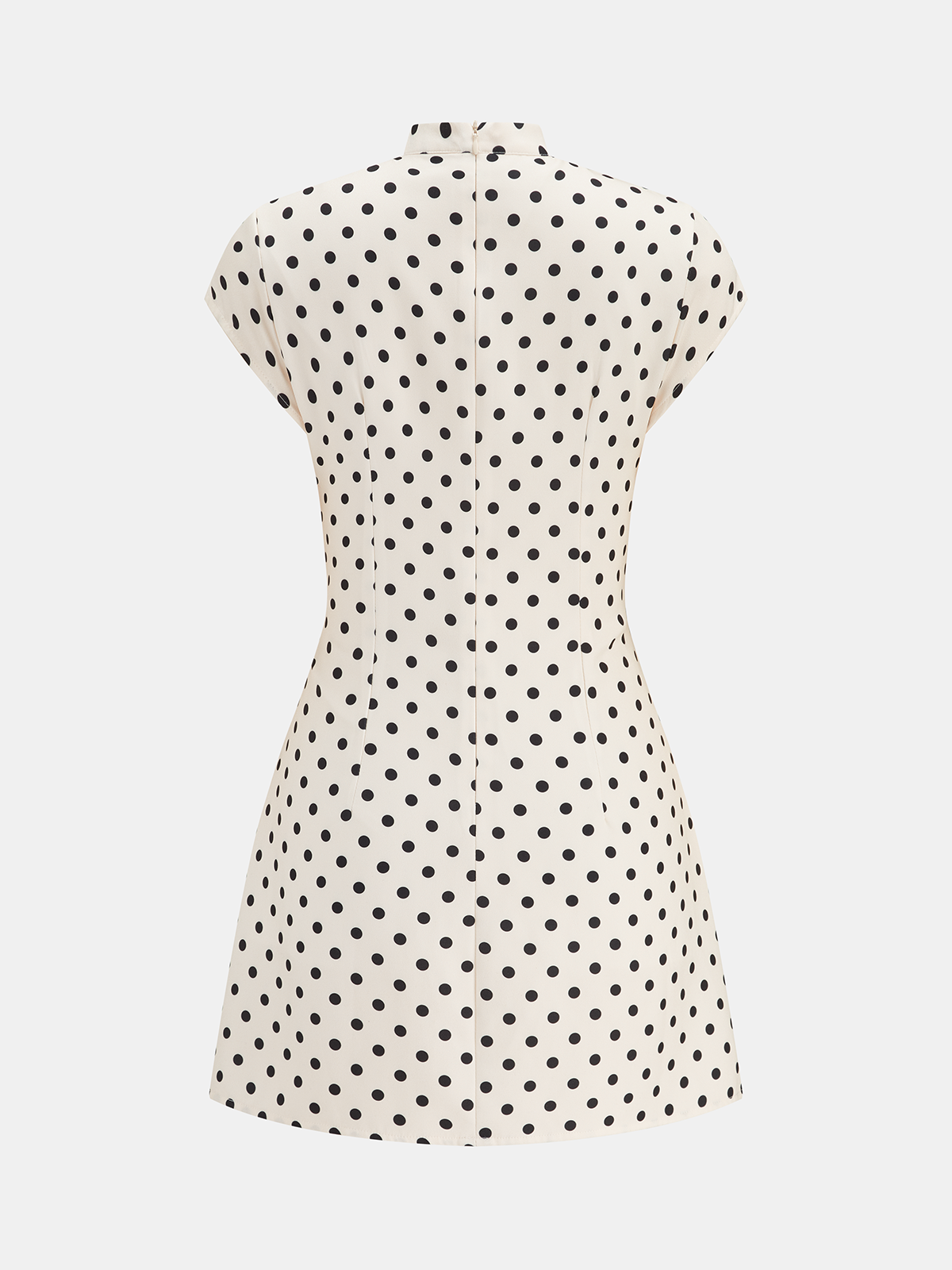 Polka Dot Cut-Out Tie-Neck Mini Dress