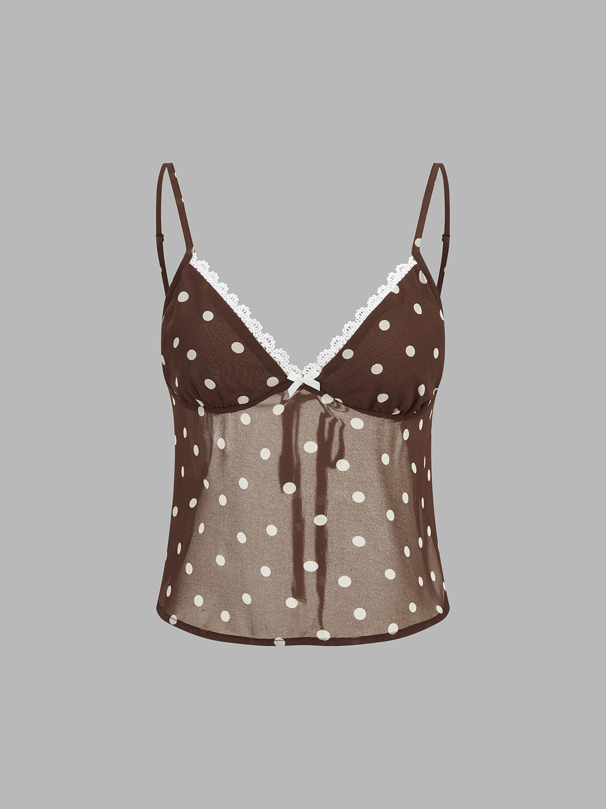 Polka Dot Sheer Lace Trim Top & Mini Skirt Set