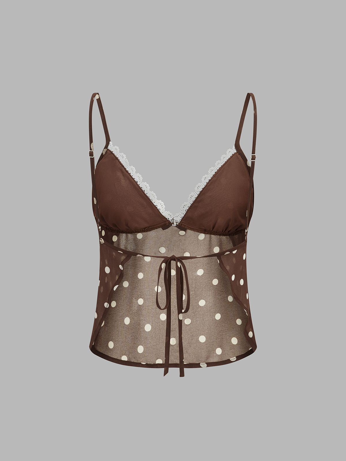 Polka Dot Sheer Lace Trim Top & Mini Skirt Set
