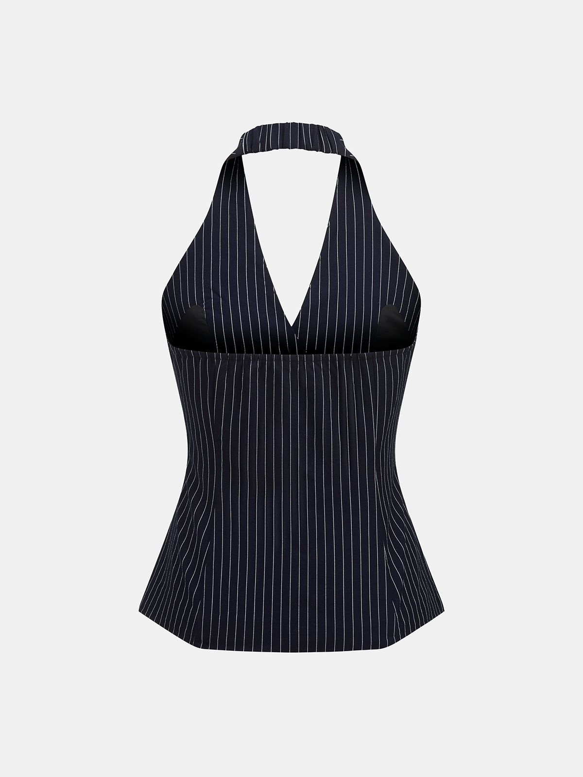 Pinstripe Metal Button Halter Top & Pants Set