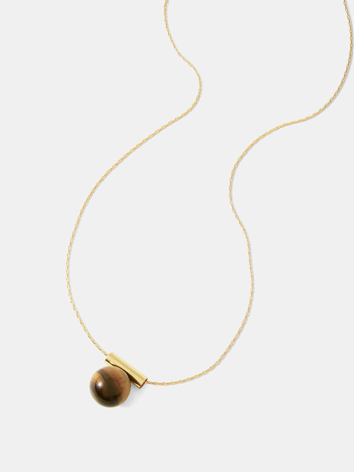 Minimalist Tiger Eye Pendant Necklace