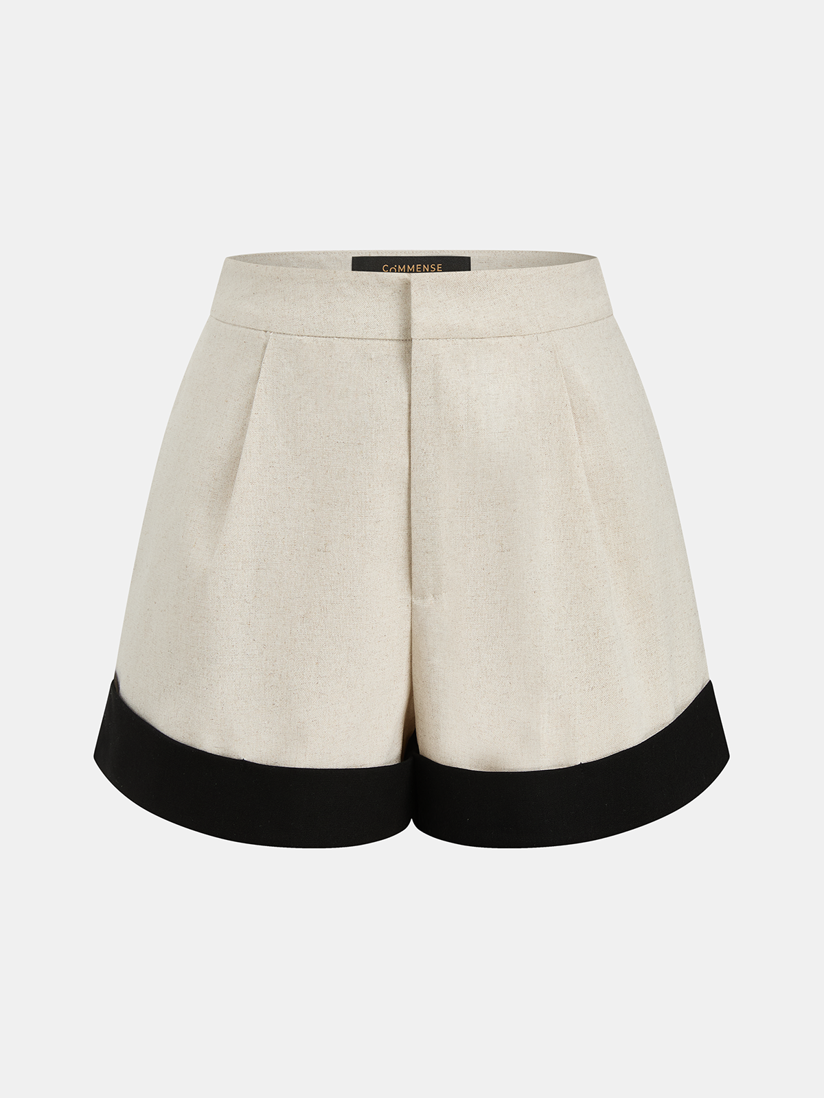 Top & Shorts Set aus Baumwolle und Leinen mit Kontrastbesatz