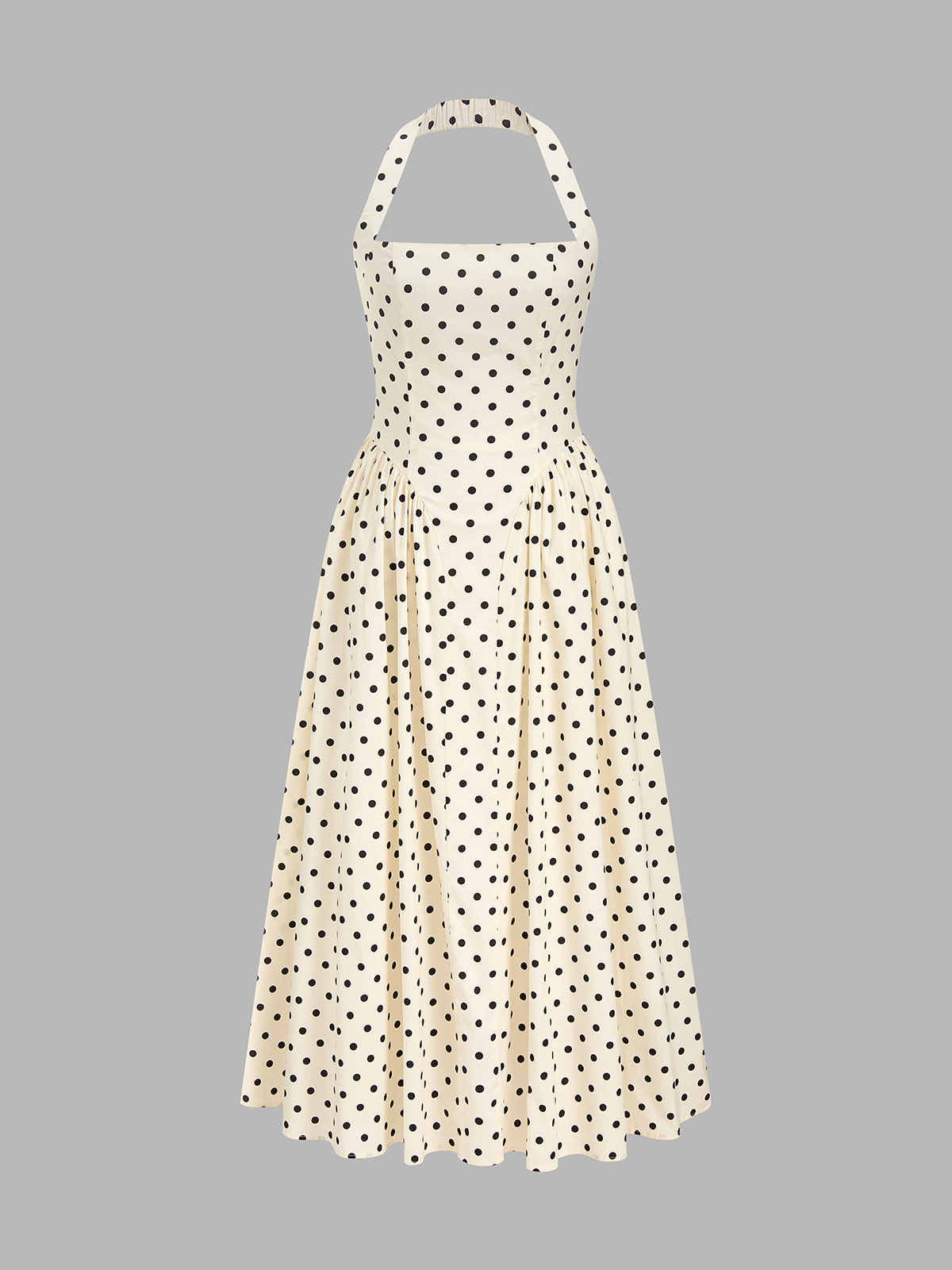 Robe longue dos nu à pois