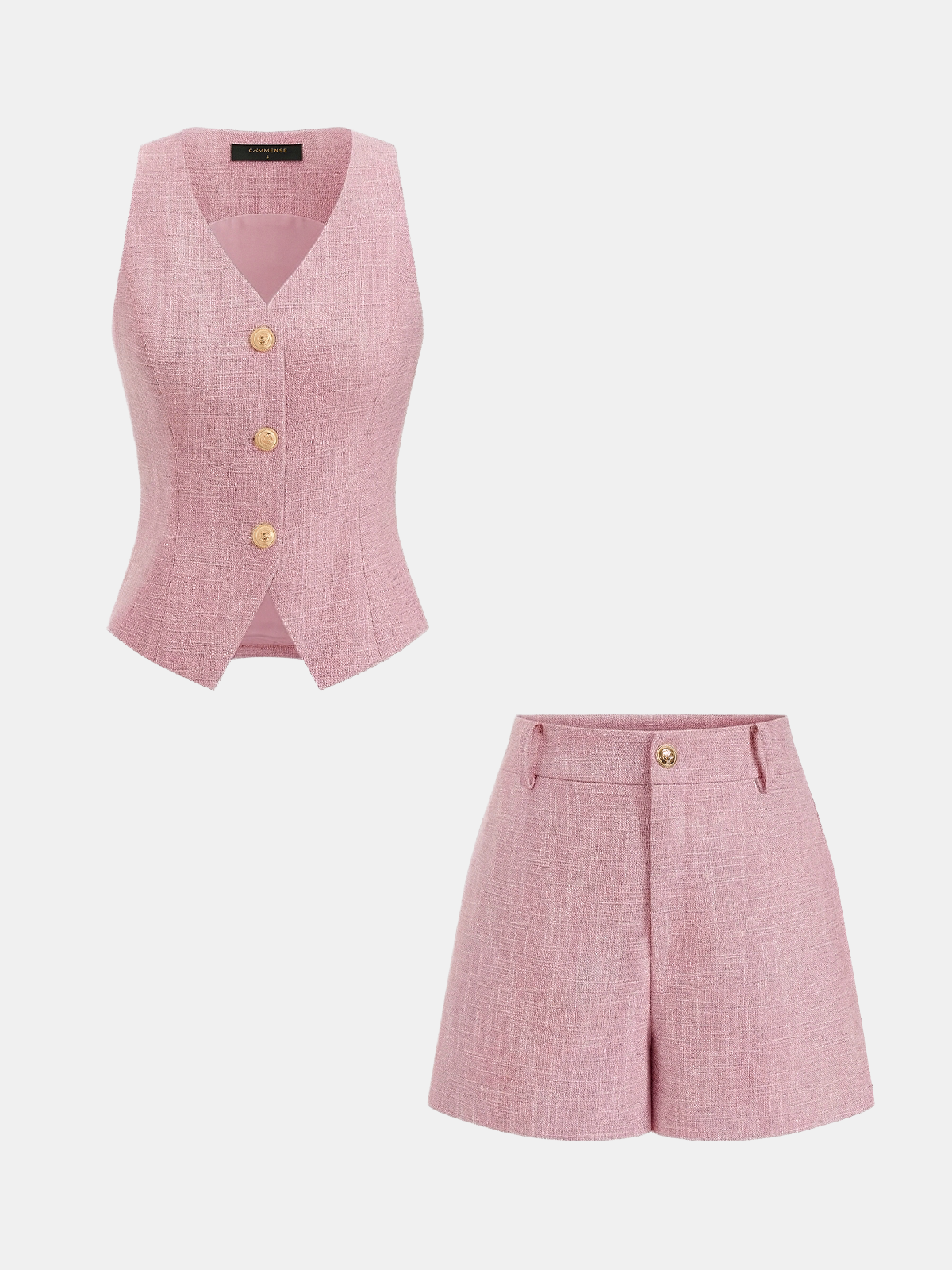 Ensemble gilet et short en métal texturé
