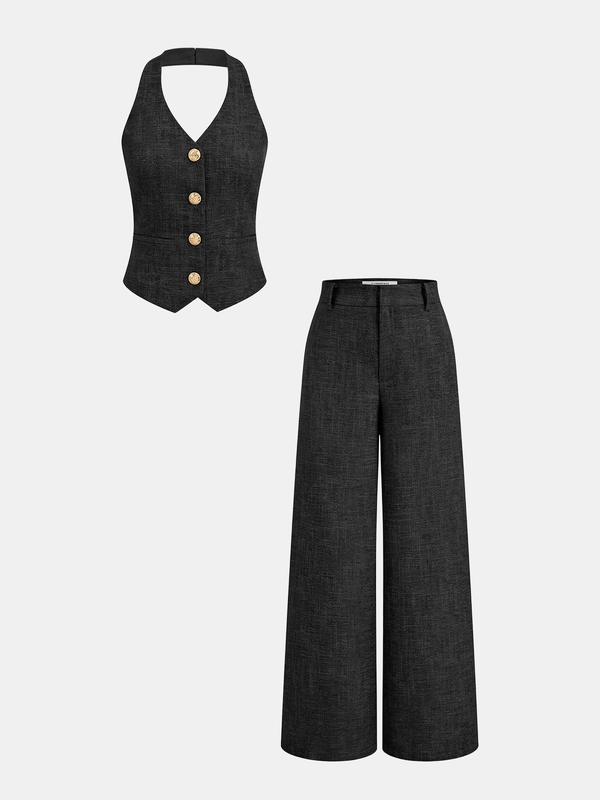 Neckholder-Weste und Hose mit weitem Bein