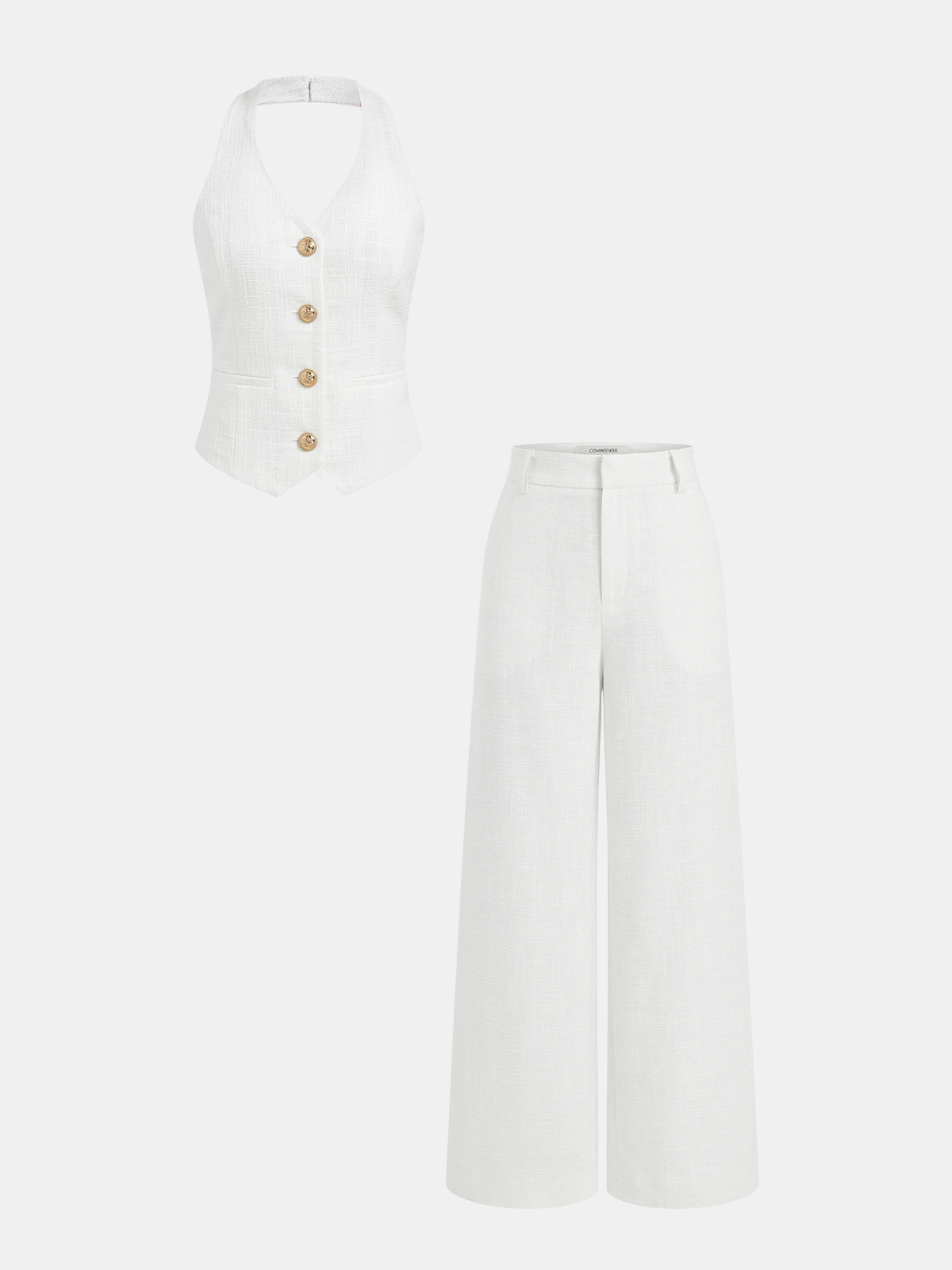 Neckholder-Weste und Hose mit weitem Bein