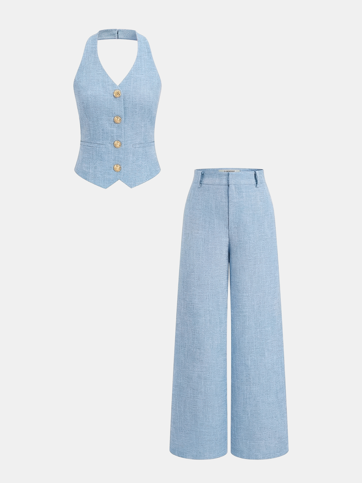 Neckholder-Weste und Hose mit weitem Bein
