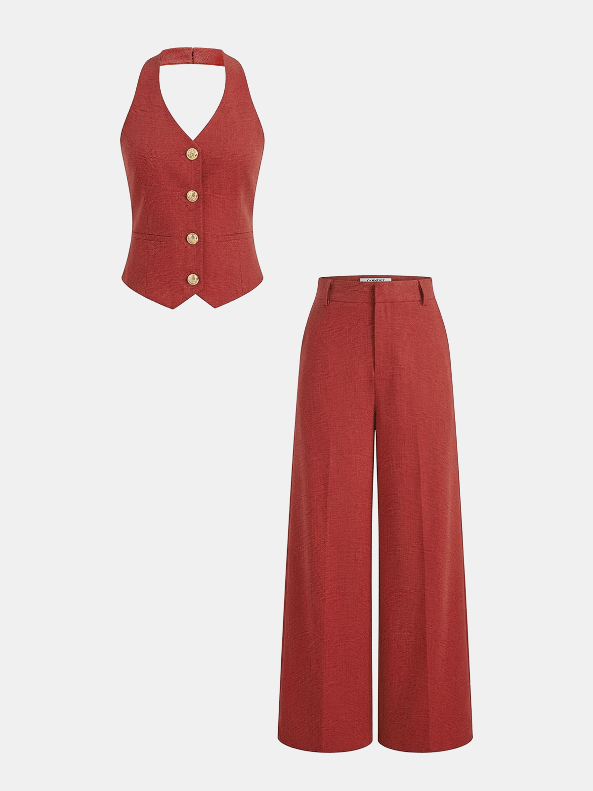 Neckholder-Weste und Hose mit weitem Bein