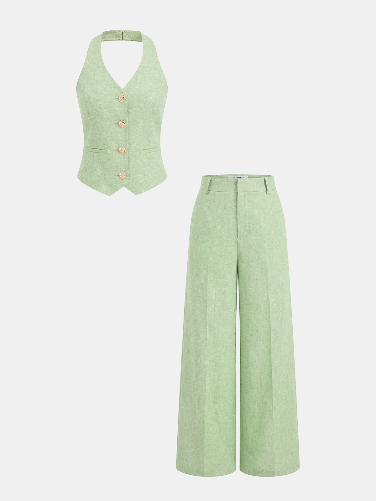 Neckholder-Weste und Hose mit weitem Bein