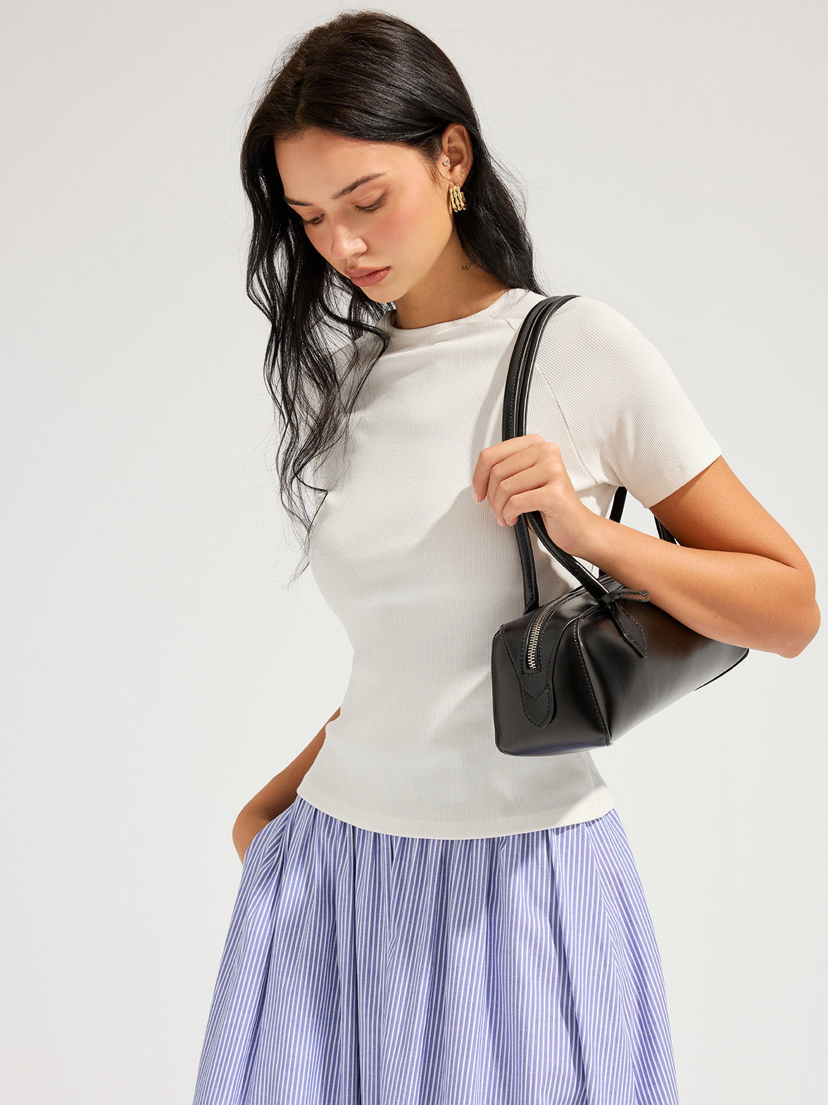 Ribbed Open Back Short Sleeve Top