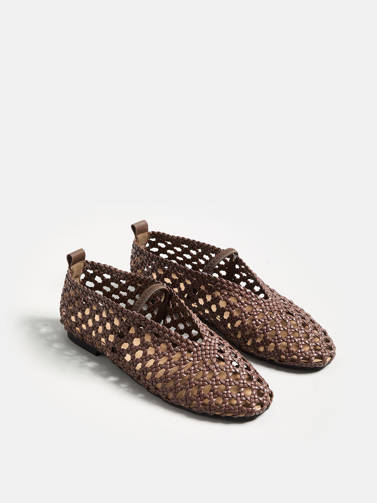 Genuine Leather Woven Ballet Flats