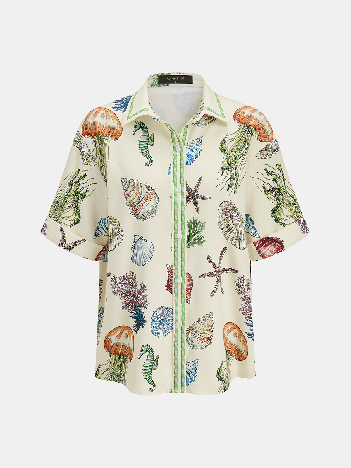 Marine Print Shirt & Drawstring Shorts Set